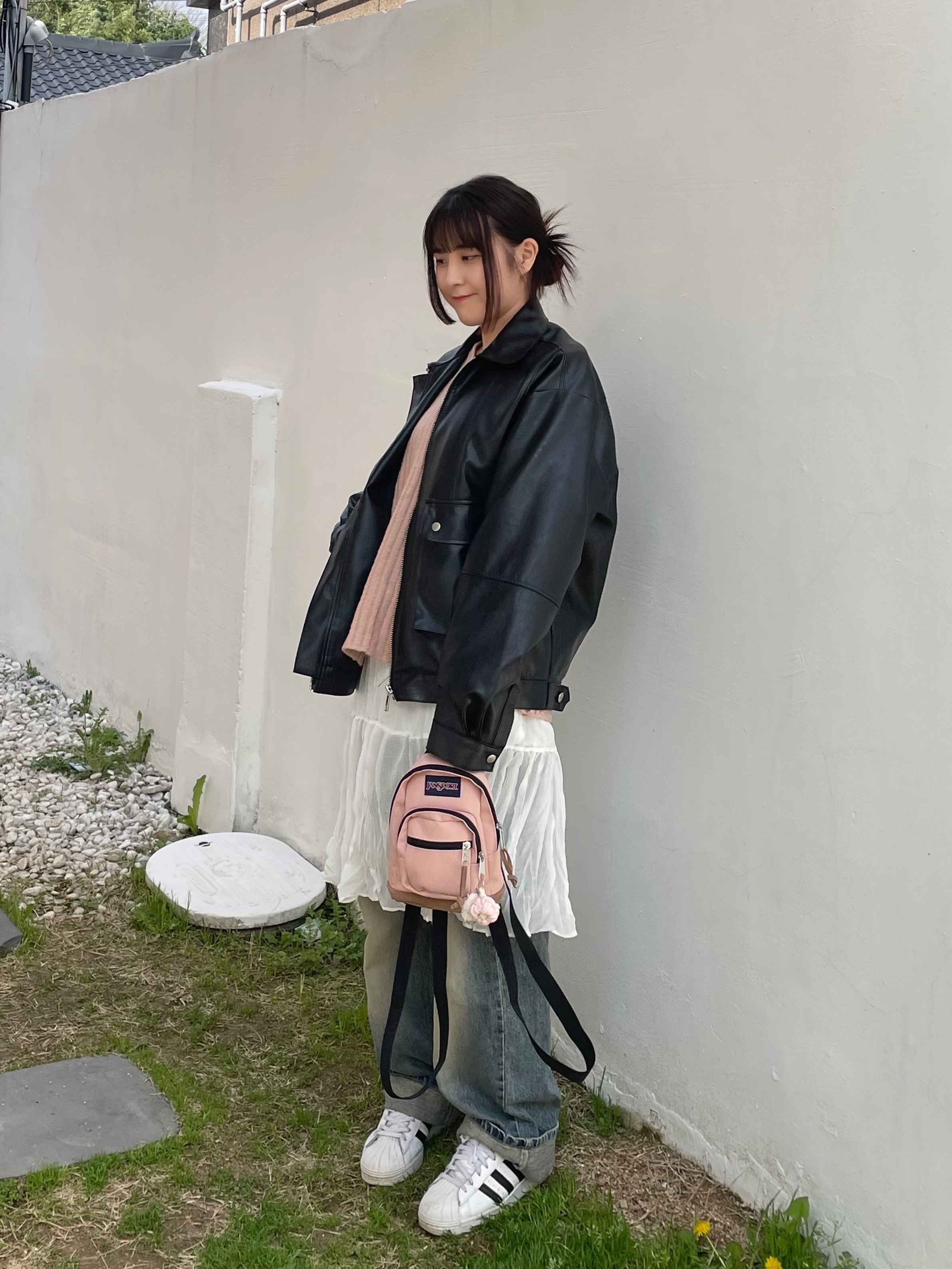 Jansport Half Pint Mini Backpack Misty Rose, Adidas Superstar White Black 착용 스타일 - 1