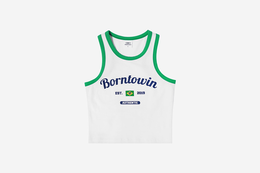 BORN TO WIN Color Mix Logo Tank Top White 상세 이미지 1