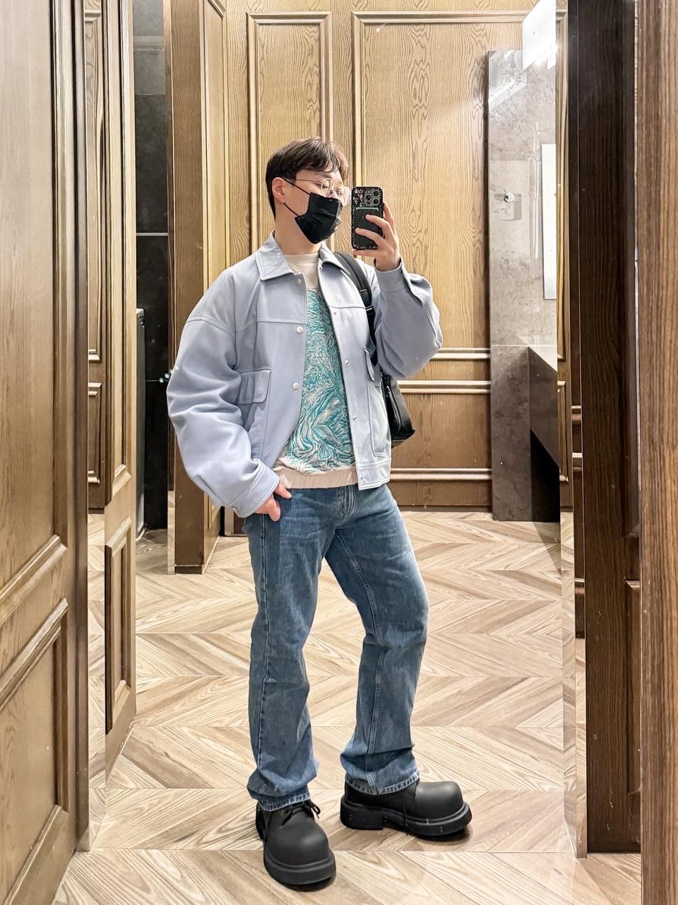 Wooyoungmi Long Straight Denim Pants Blue -23FW, Balenciaga Steroid Derby Black 착용 스타일 - 4
