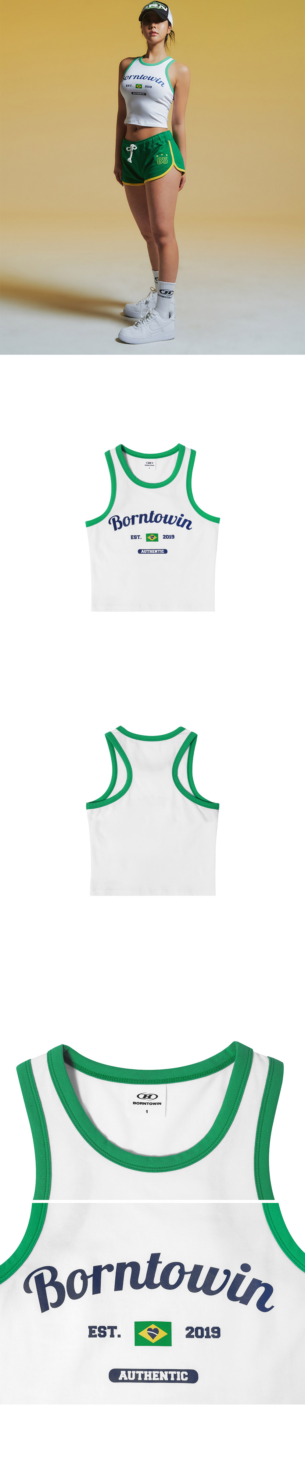 BORN TO WIN Color Mix Logo Tank Top White 상세 이미지 3