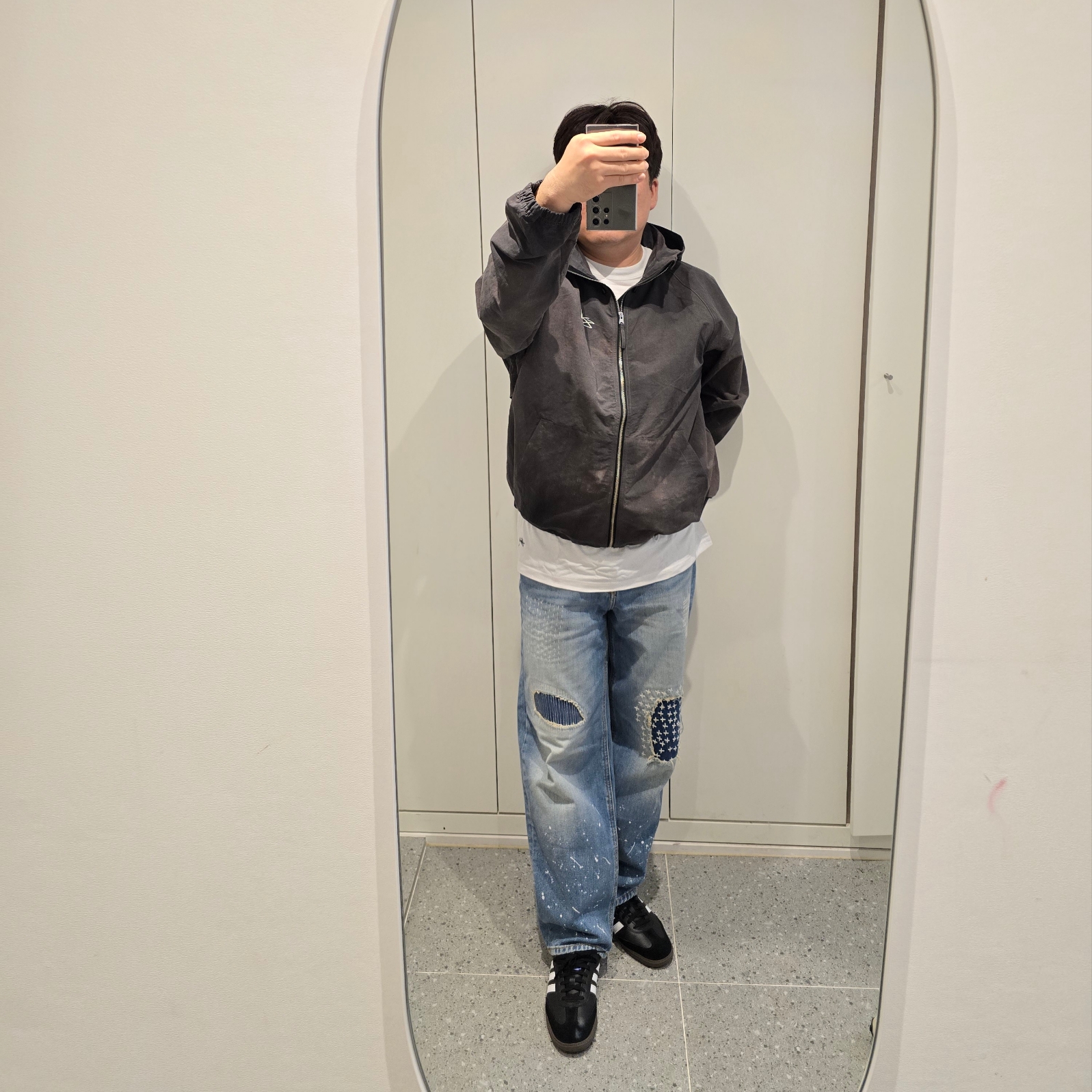 Stussy Wave Dye Beach Shell Jacket Black, Stussy Undershirt White (3 Pack) 착용 스타일 - 2