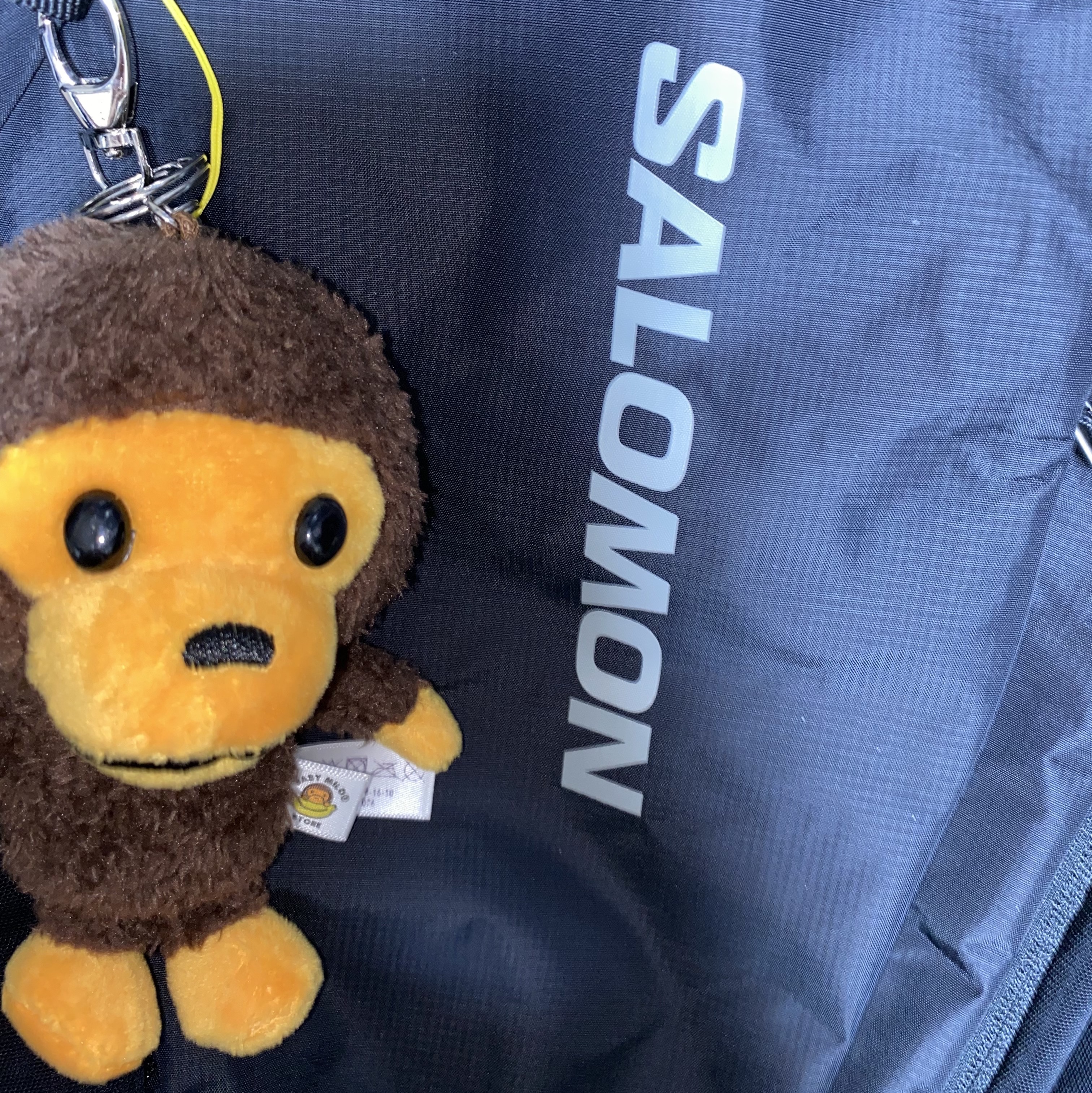 BAPE Baby Milo Plush Doll Key Chain 12cm Brown, BAPE Baby Milo Plush Doll Brown 착용 스타일