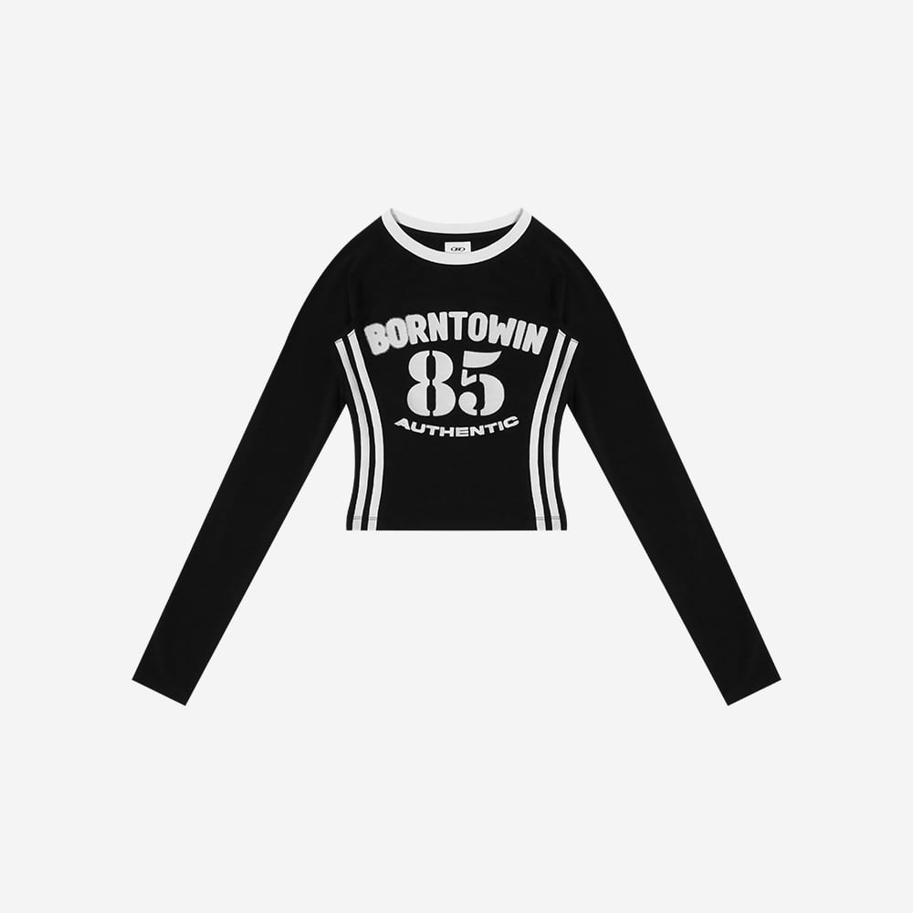 본투윈 85 크롭 래글런 롱슬리브 블랙