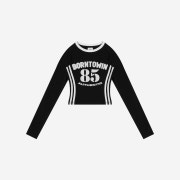 BORN TO WIN 85 Crop Raglan Longsleeve Black