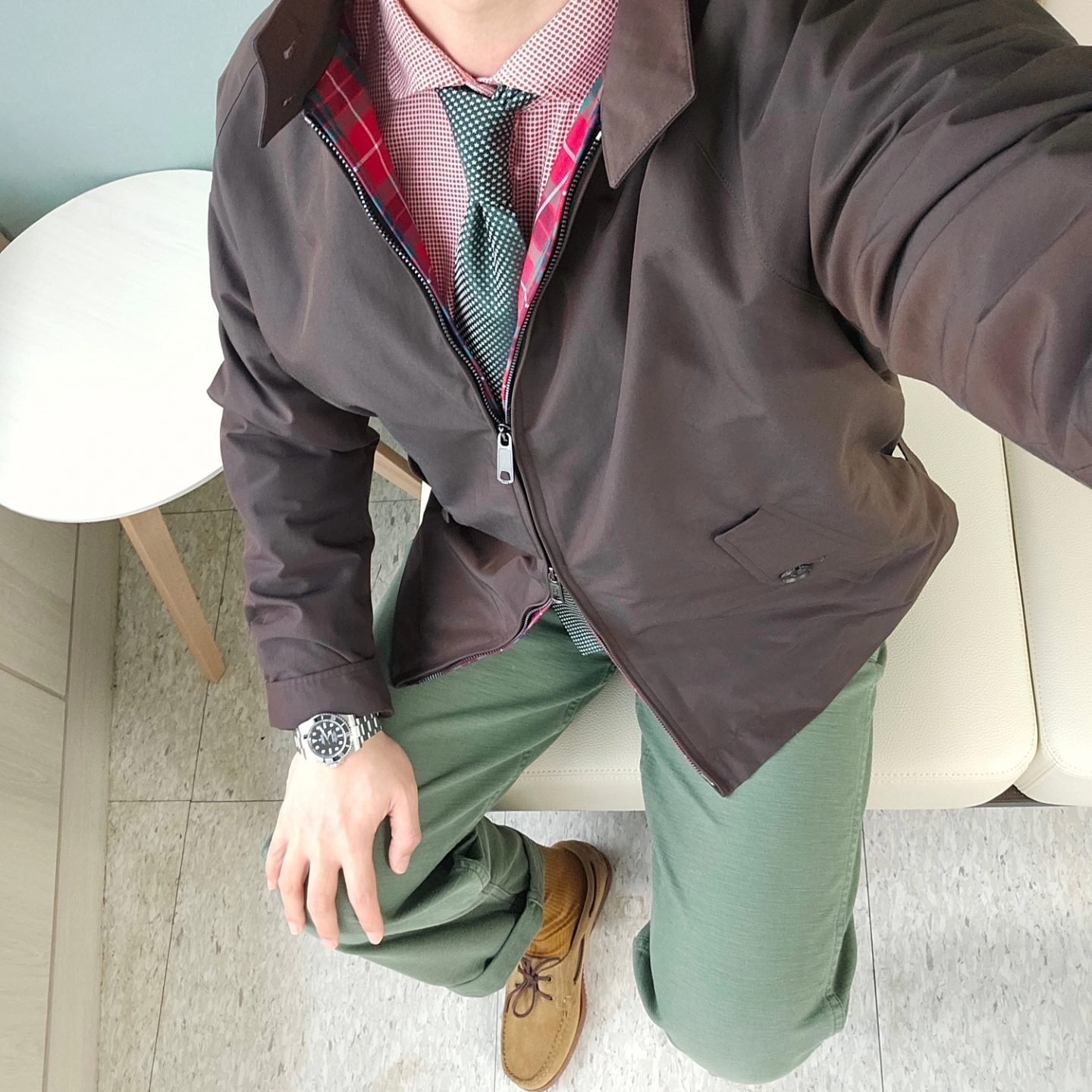 Baracuta G4 Wool Jacket Dark Brown, Orslow 5002 US Army Fatigue Pants Green 착용 스타일 - 5