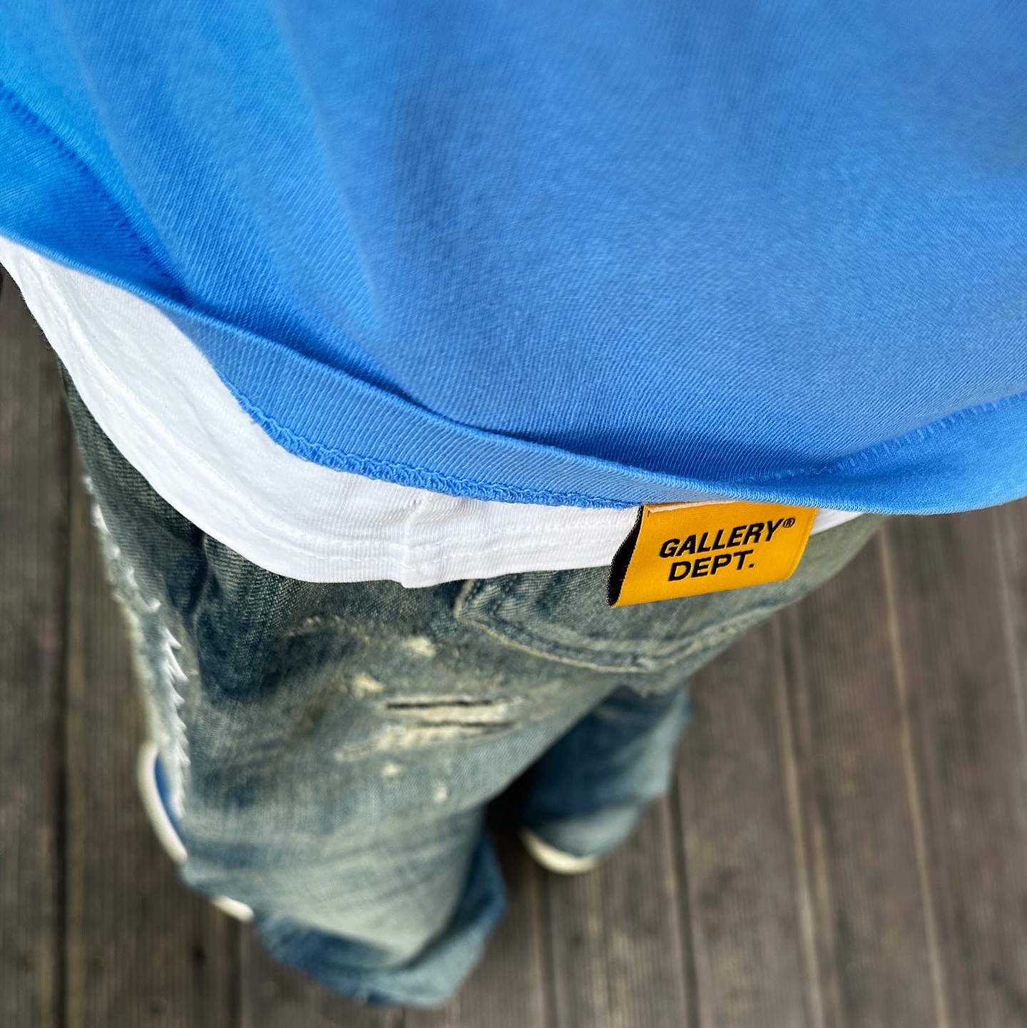 Gallery Dept. Dept De La Galerie LS Pocket T-Shirt Blue, Jordan 1 x Union Retro High Blue Toe 착용 스타일 - 3
