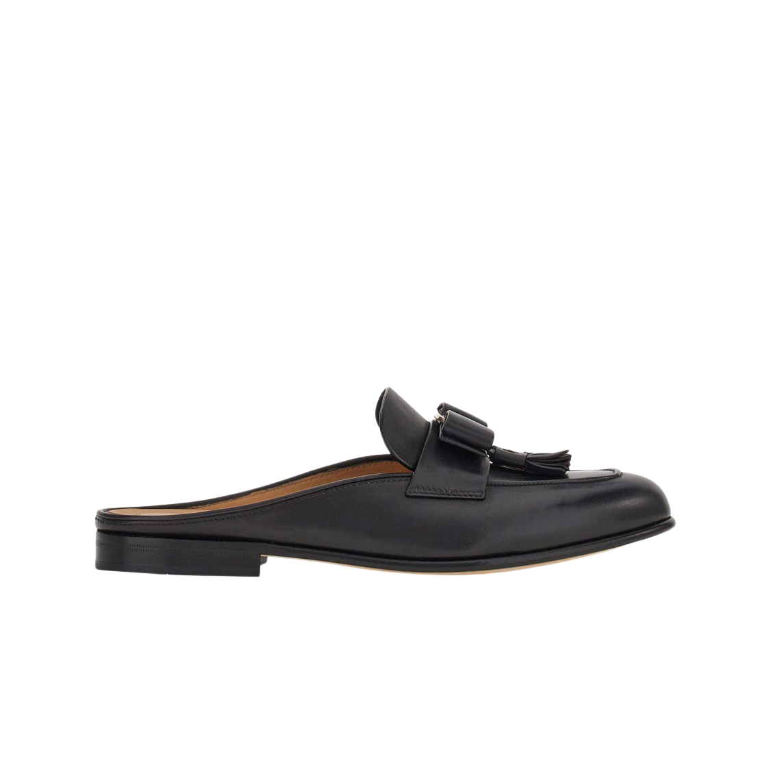 01E251-758462 (W) Ferragamo Vara Bow Mule with Tassels Black - C