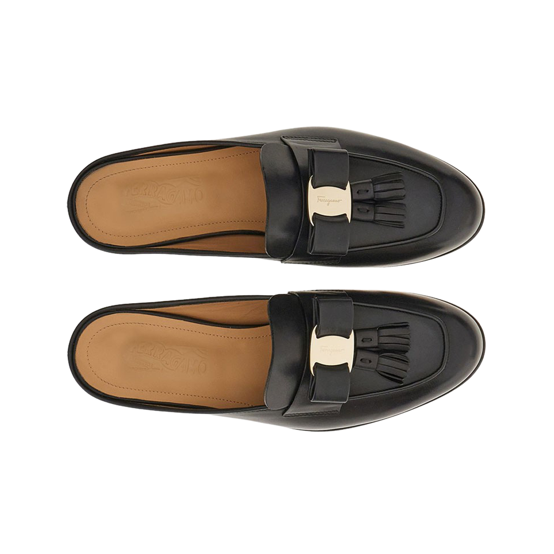 (W) 페라가모 태슬 바라 보우 뮬 블랙 - C((W) Ferragamo Vara Bow Mule with Tassels Black - C) - 2