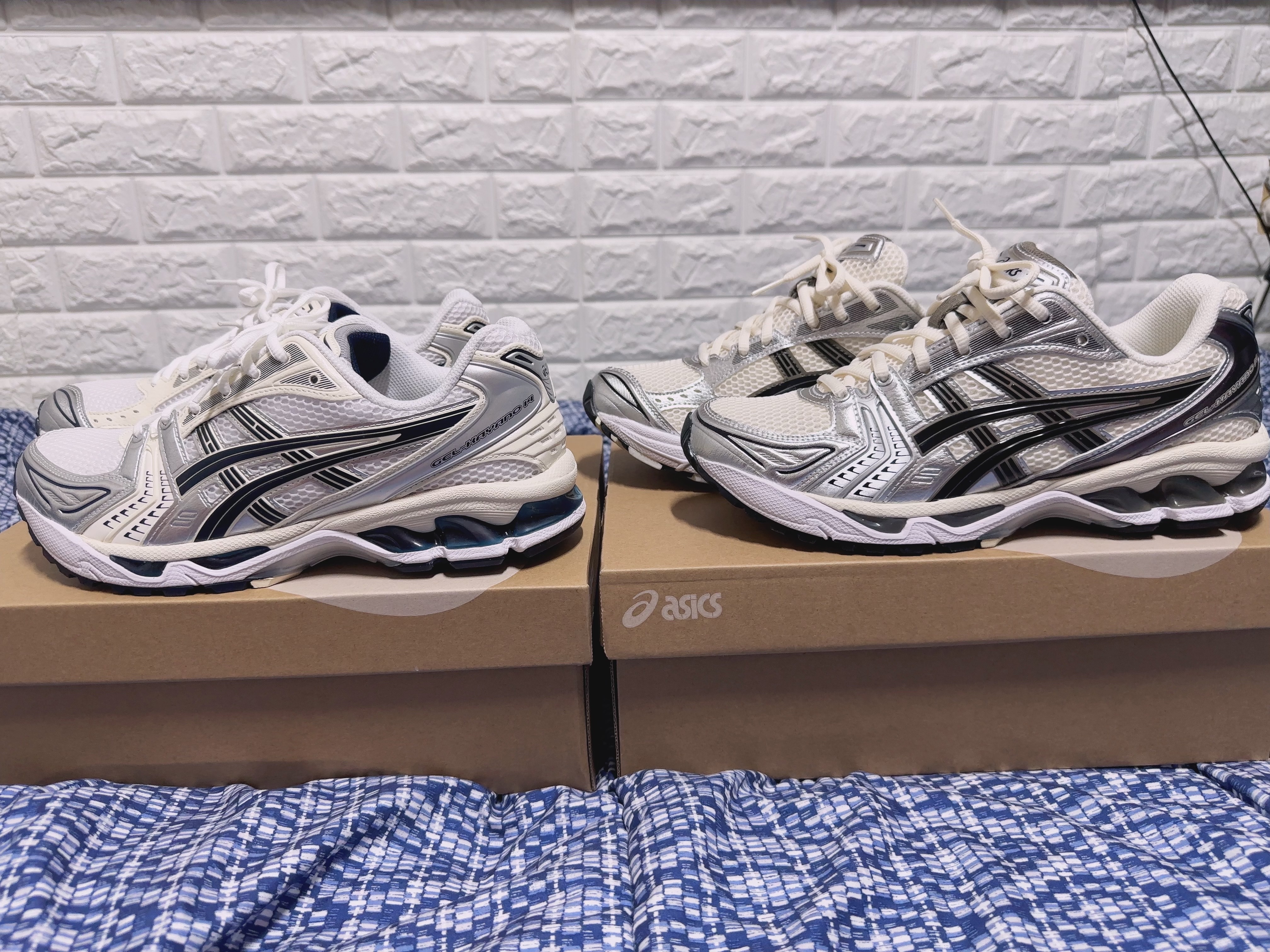 Asics Gel-Kayano 14 Cream Black, (W) Asics Gel-Kayano 14 White Midnight 착용 스타일 - 1