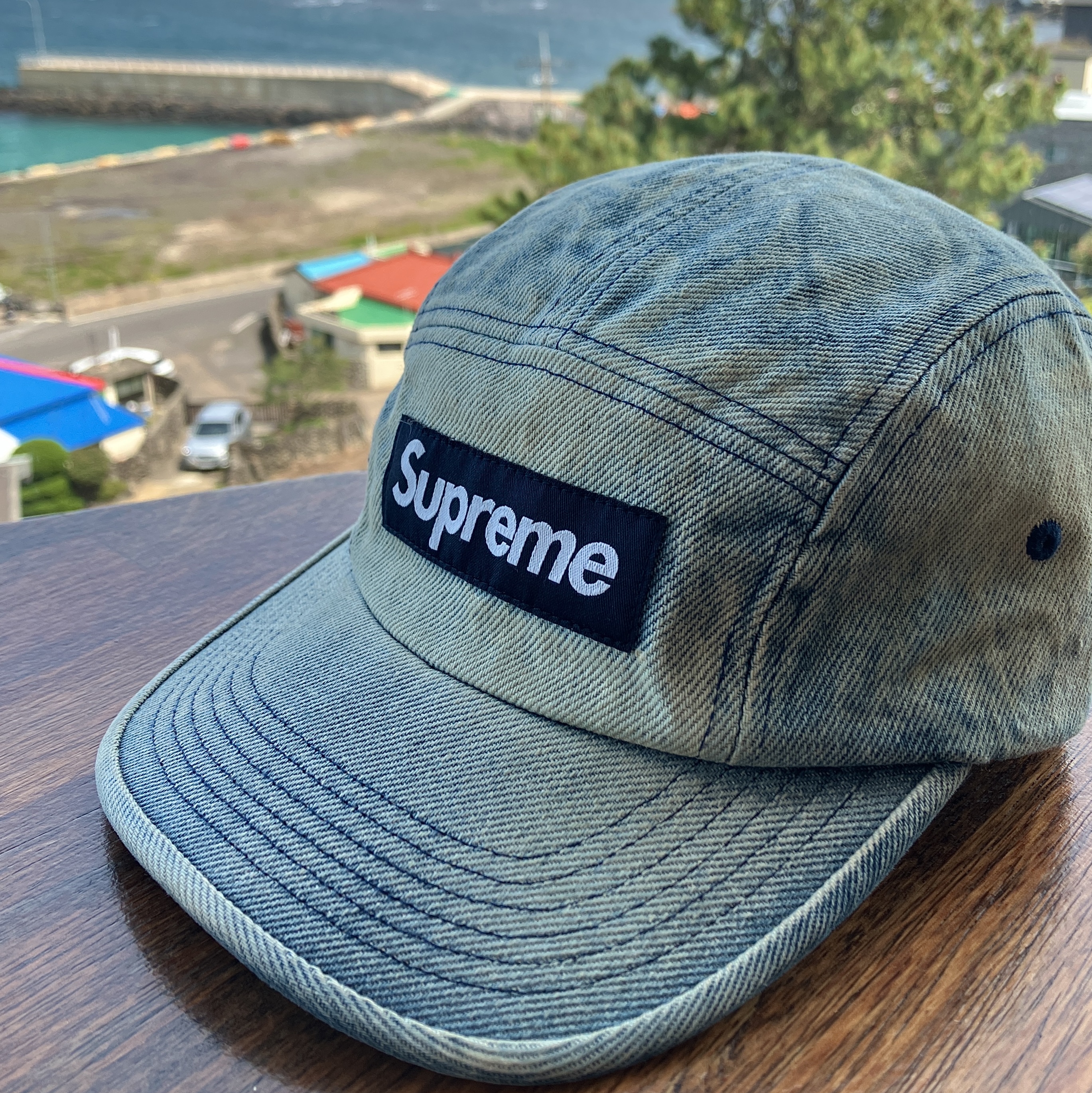 Supreme Washed Chino Twill Camp Cap Dirty Indigo - 24SS 착용 스타일