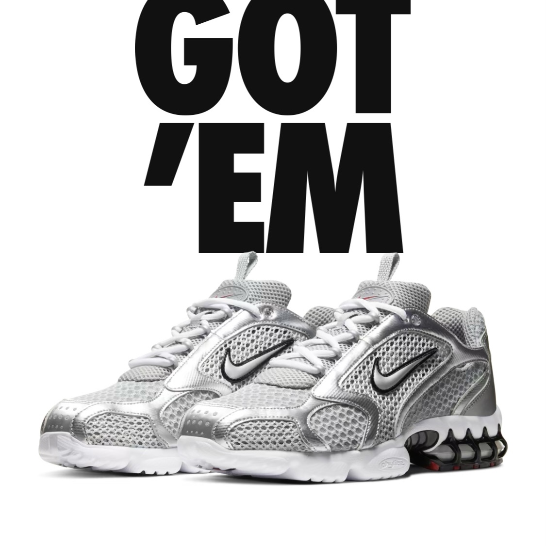 Nike Air Zoom Spiridon Cage 2 Metallic Silver 착용 스타일 - 3