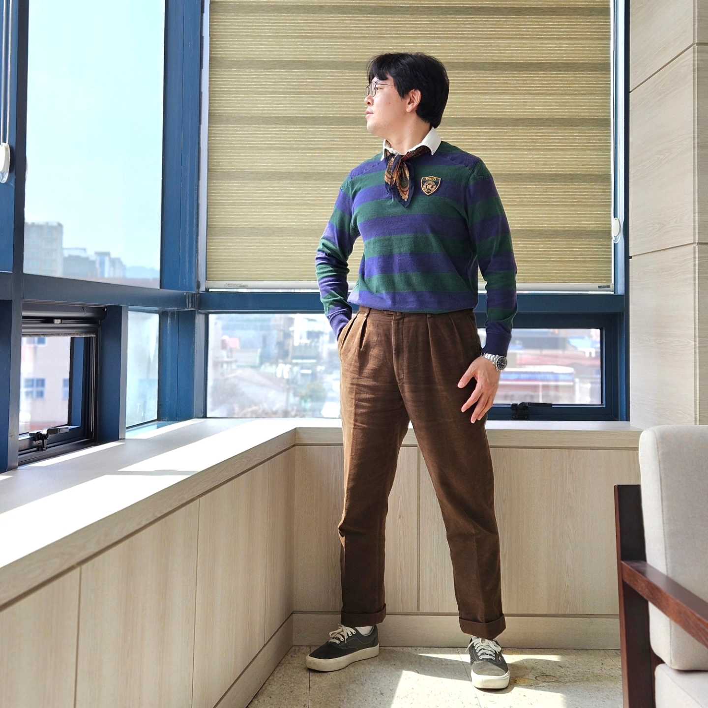 Vans ComfyCush Era Bistro Green, Polo Ralph Lauren Classic Fit Stripe Jersey Rugby Shirt Navy 착용 스타일 - 2
