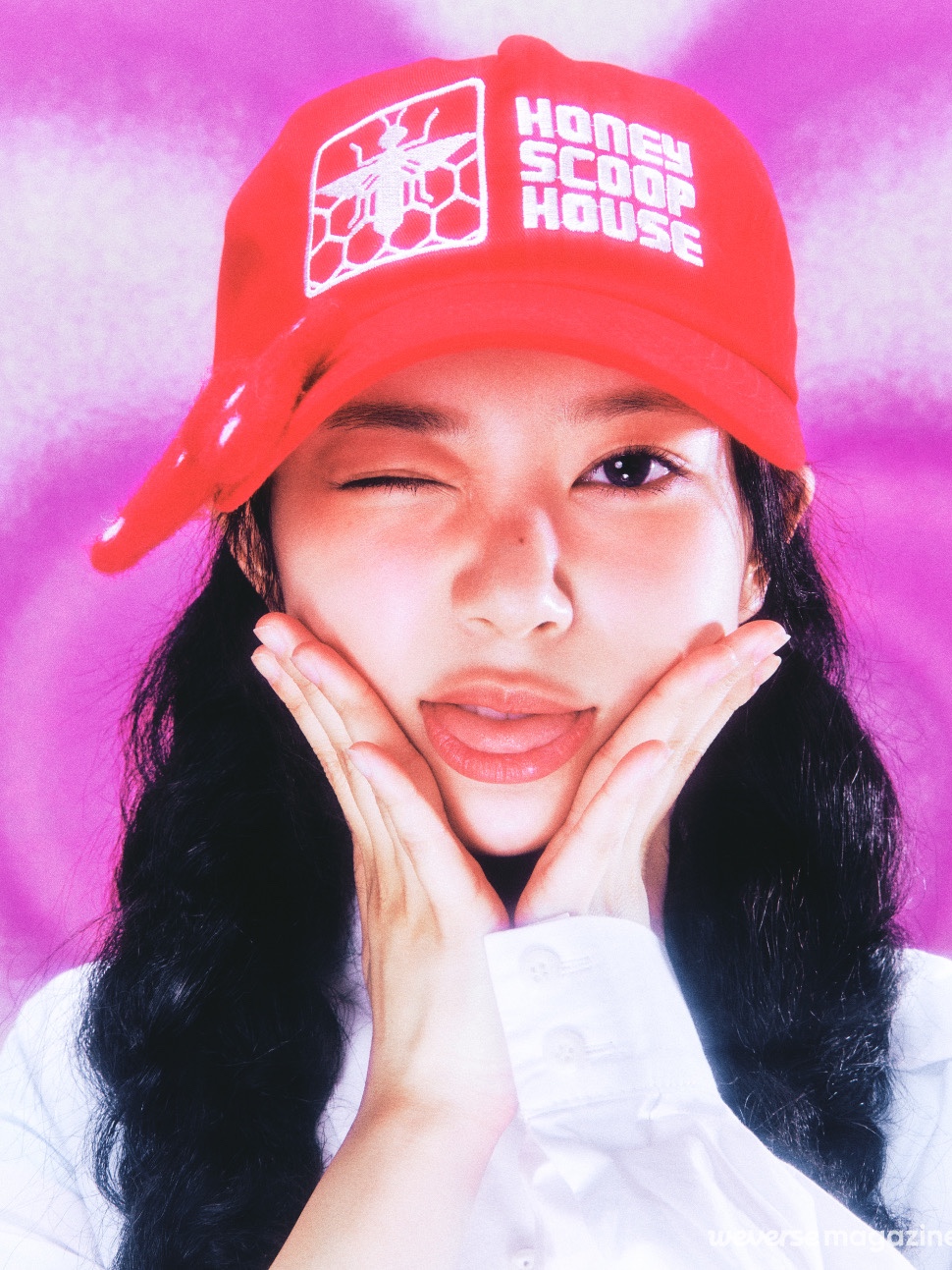 Honey Scoop House Honey Comb Cap Red 착용 스타일 - 1