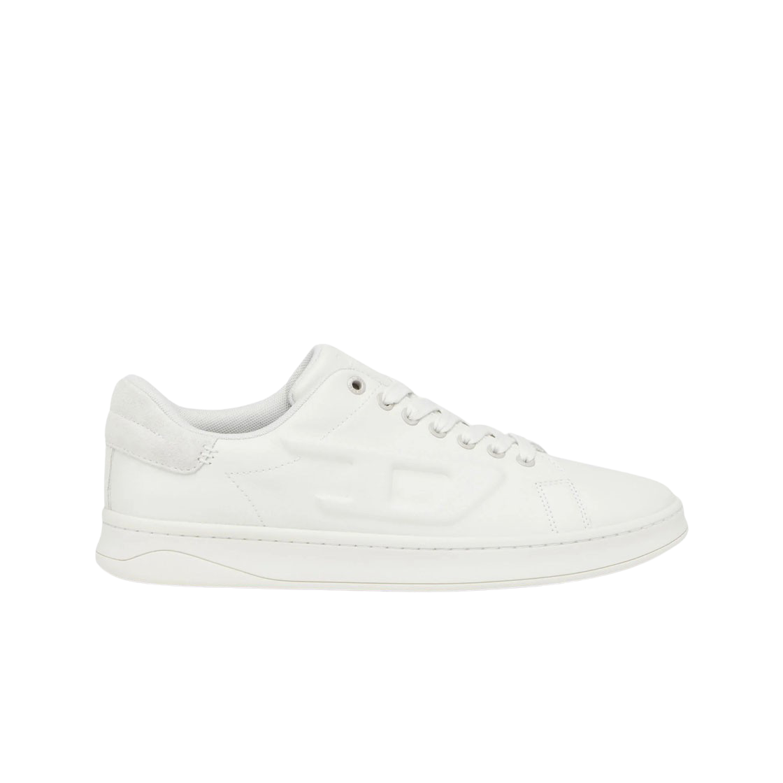(W) 디젤 S-아테네 엠보스드 D 로고 로우 스니커즈 화이트((W) Diesel S-Athene Low Sneakers with Embossed D Logo White)