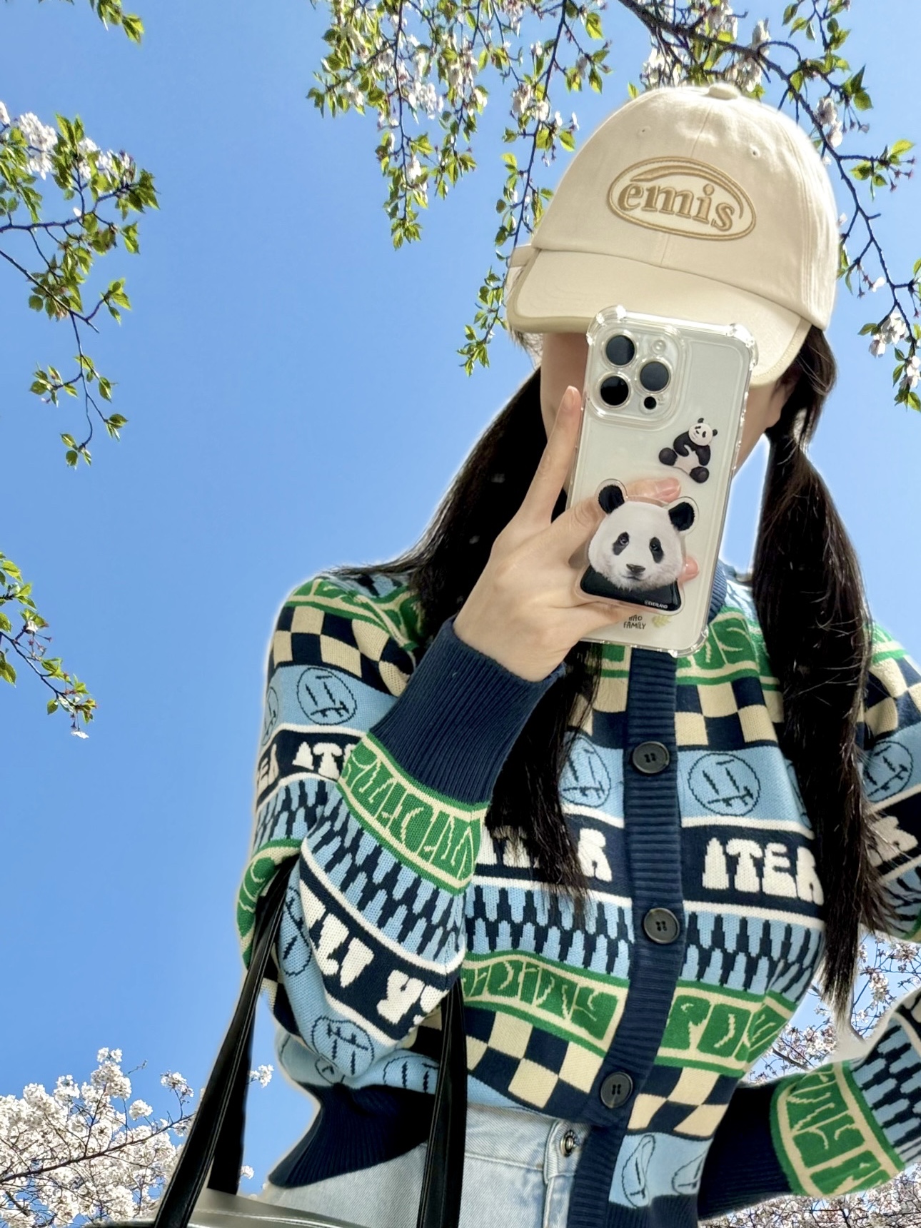 Emis Beige Trimming Ball Cap Cream, Emis Star Bag Beige 착용 스타일 - 1