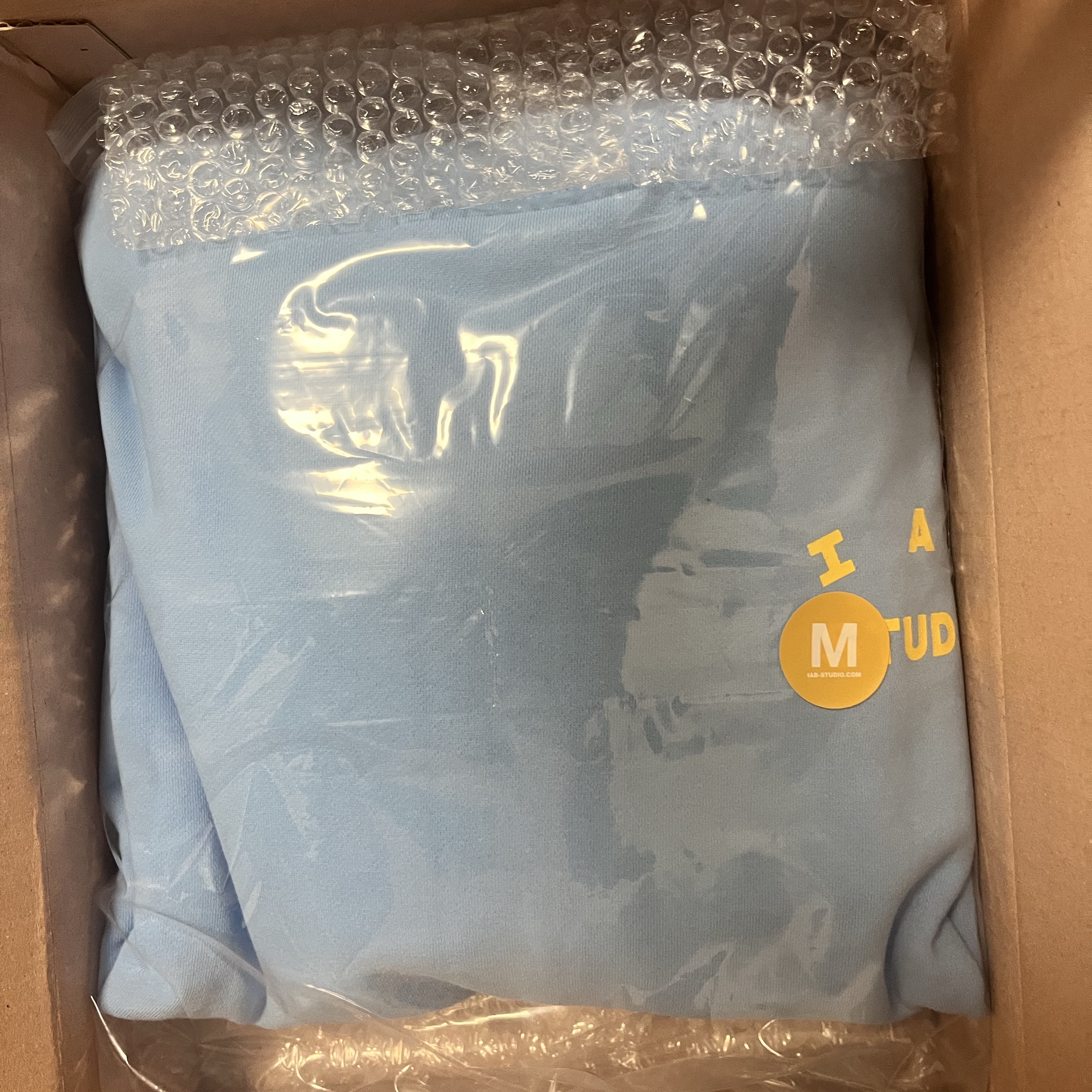 IAB Studio Hoodie Sky Blue Lemon 착용 스타일