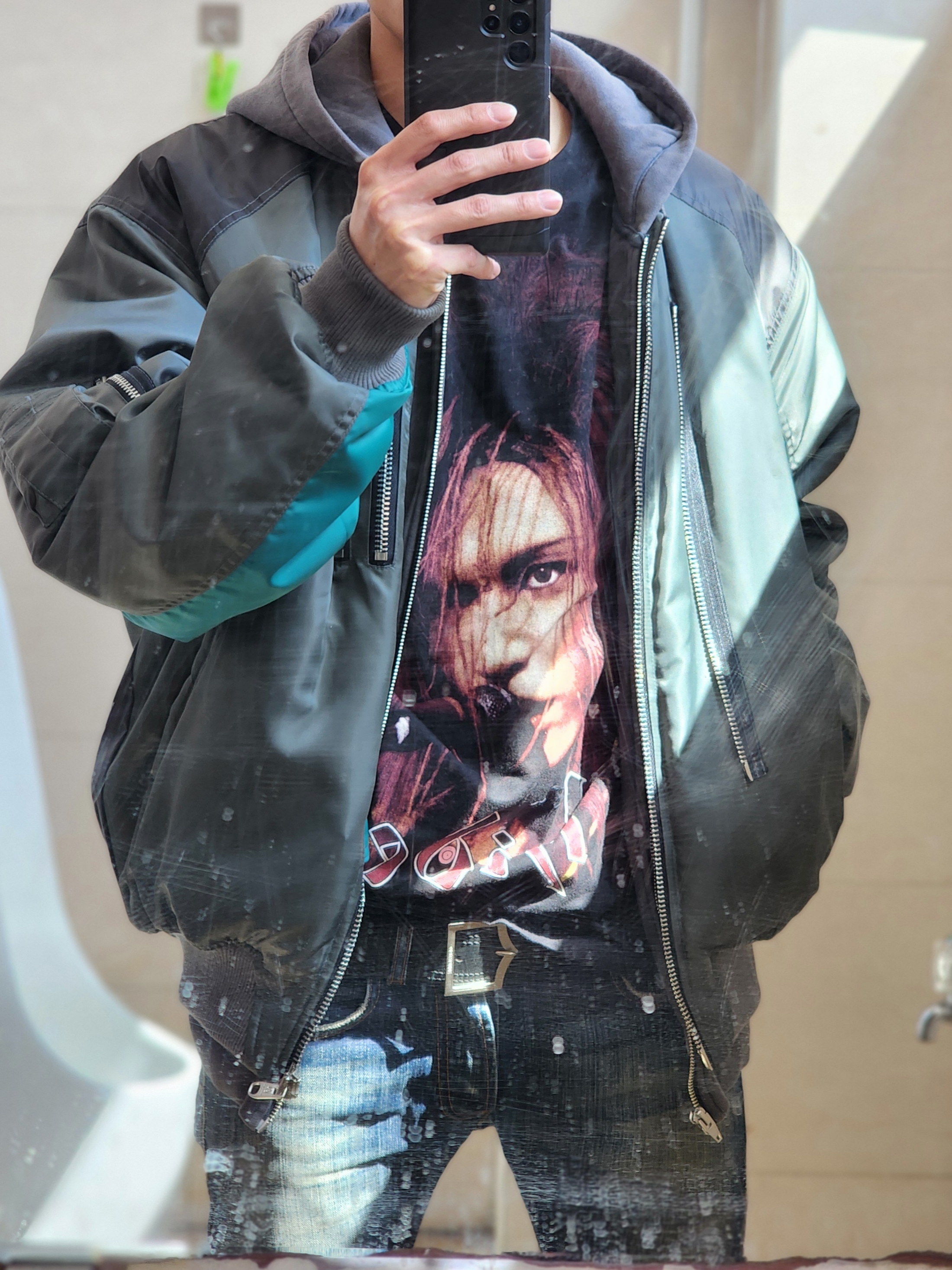 Undermycar Garga Gashutein 6 Placket Twin Zip Bomber Turquoise - 24SS 착용 스타일 - 2