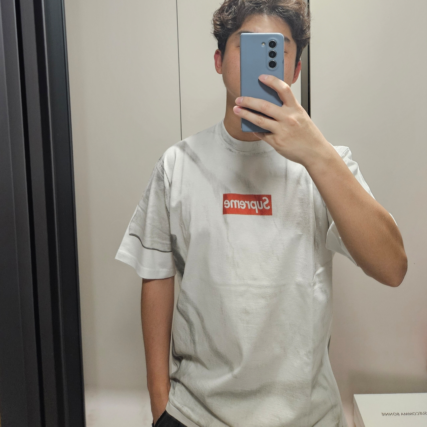 Supreme x MM6 Maison Margiela Box Logo T-Shirt White - 24SS 착용 스타일 - 1