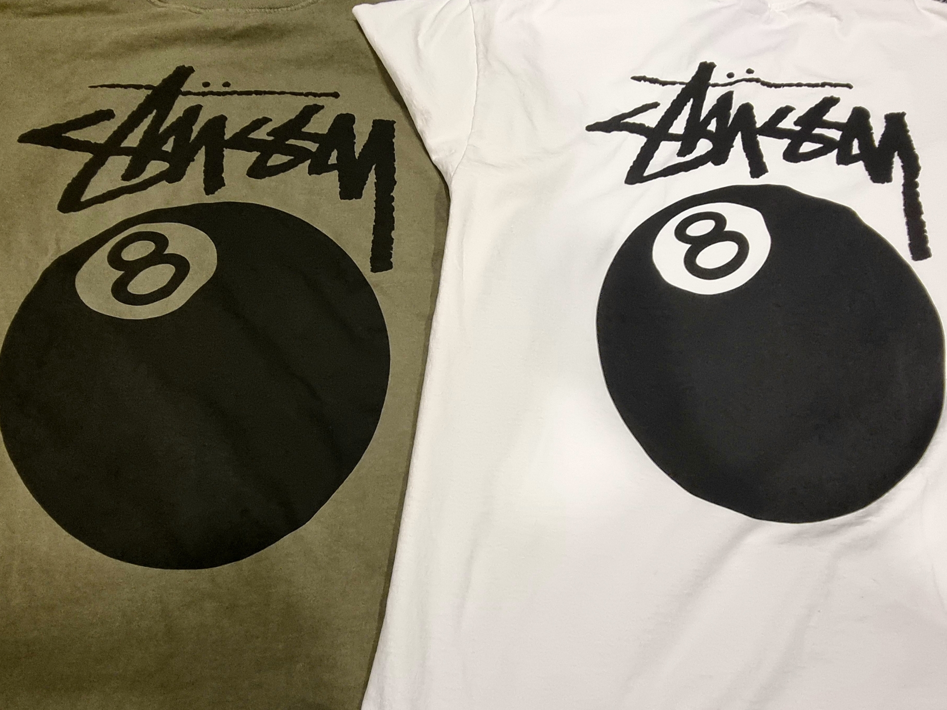 Stussy 8 Ball Pigment Dyed T-Shirt Natural, Stussy 8 Ball Pigment Dyed T-Shirt Olive 착용 스타일 - 2