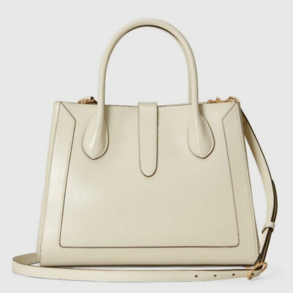 Gucci Jackie 1961 Medium Tote Bag White Leather 착용 스타일 - 1