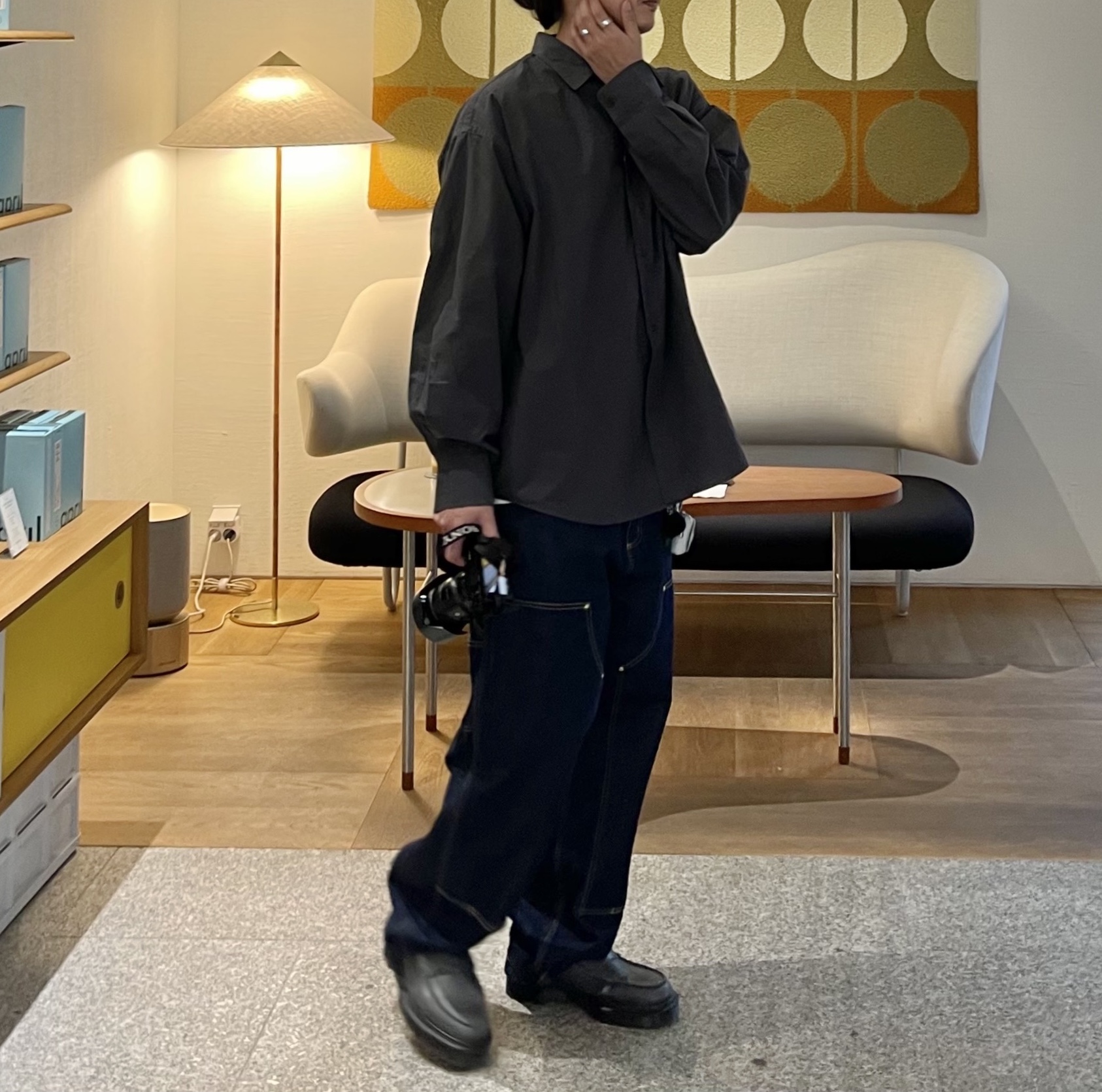 Carhartt WIP Nash Loose Fit Double Knee Pants Blue Rinsed 착용 스타일