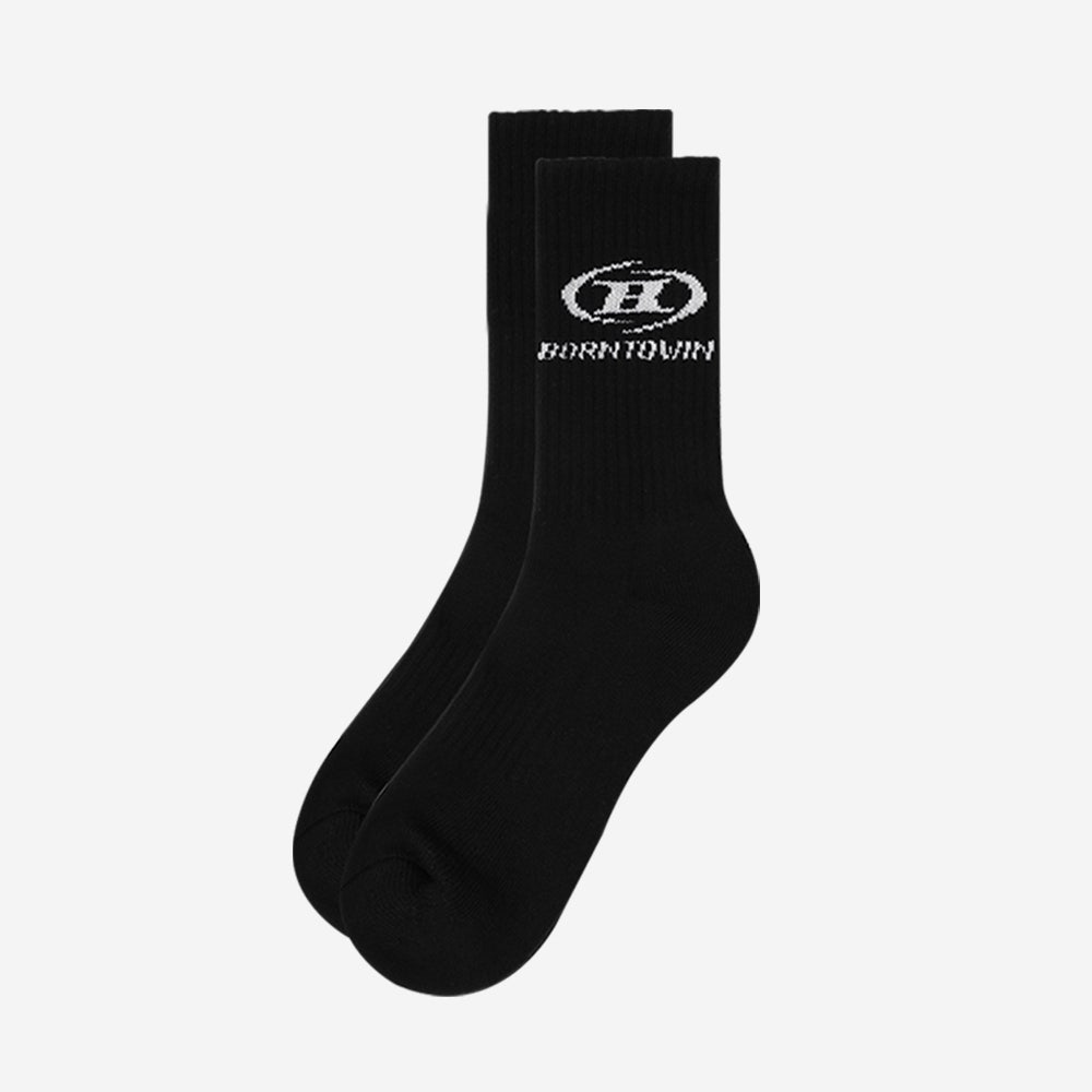 BE5USO421BK BORN TO WIN Symbol B Logo Socks Black - #2