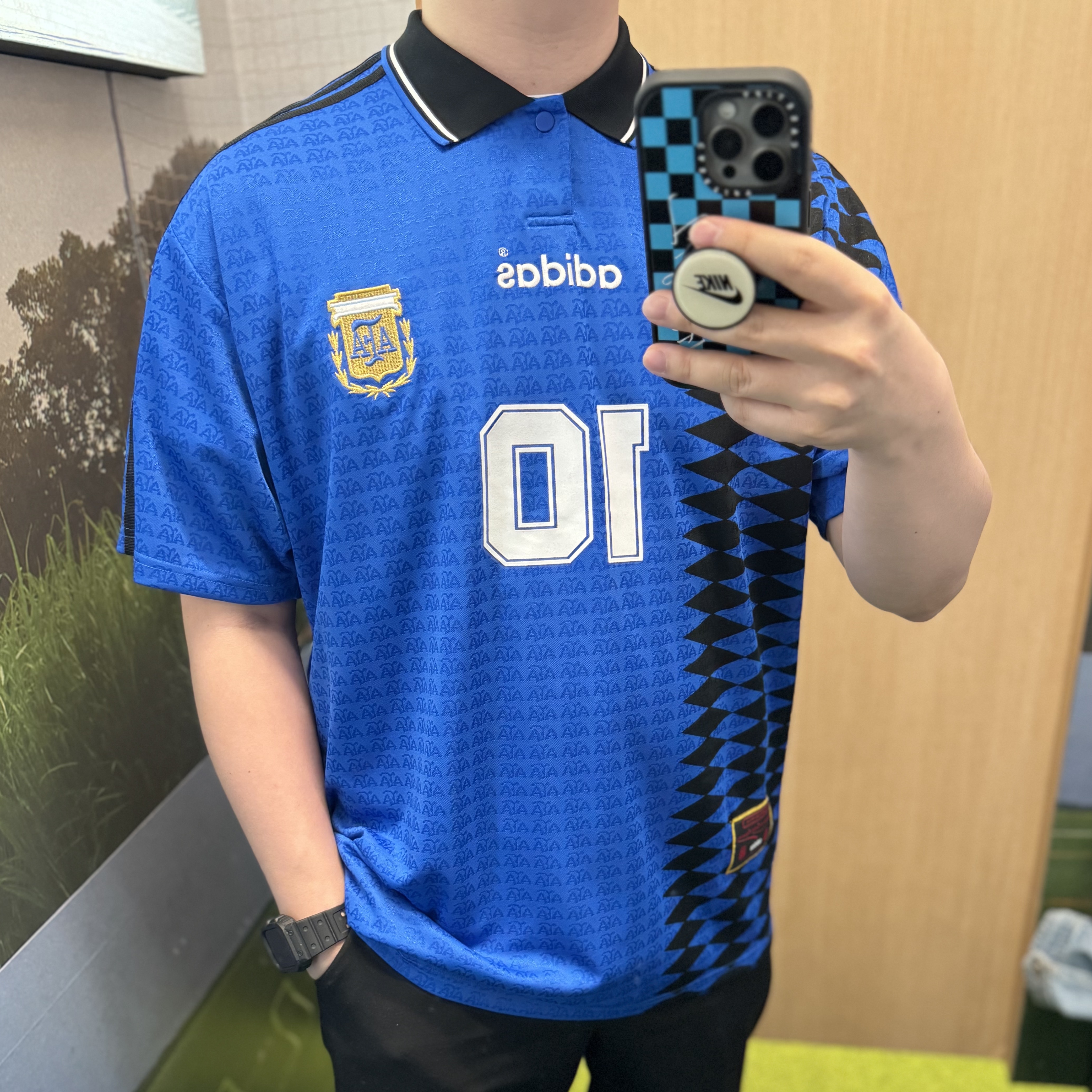 Adidas Argentina 1994 Away Jersey Blue - KR Sizing 착용 스타일