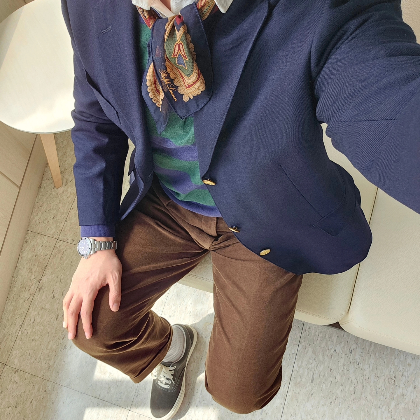 Vans ComfyCush Era Bistro Green, Polo Ralph Lauren Classic Fit Stripe Jersey Rugby Shirt Navy 착용 스타일 - 5