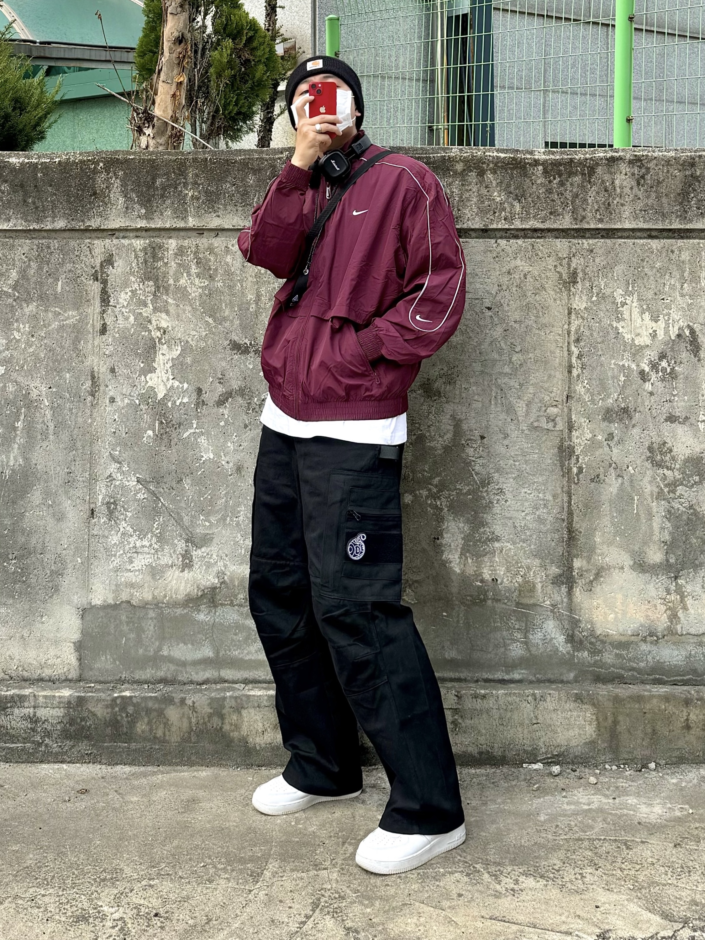 Nike NSW Solo Swoosh Woven Track Jacket Night Maroon - Asia 착용 스타일 - 2