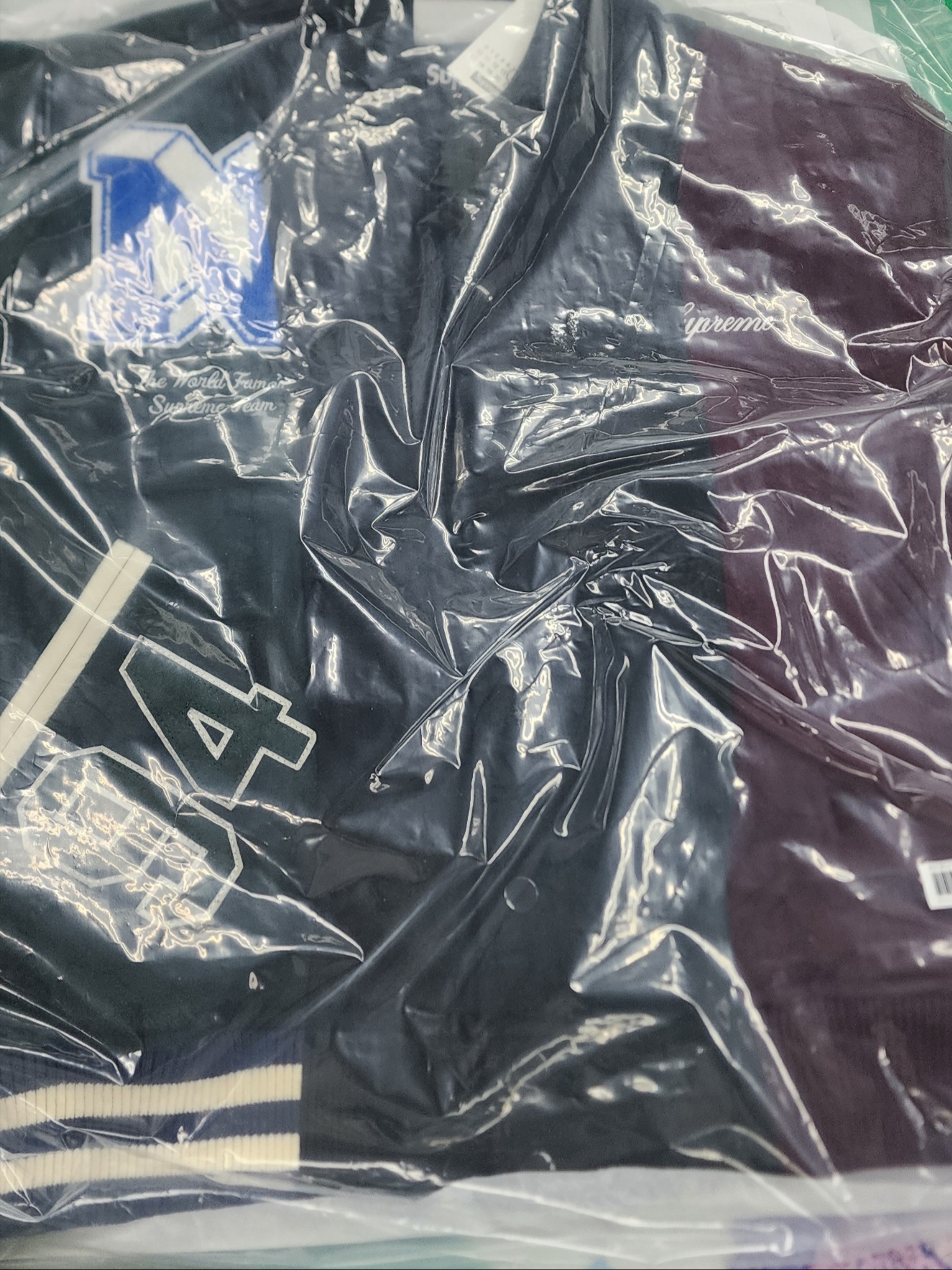 Supreme x MM6 Maison Margiela Split Varsity Jacket Multicolor - 24SS 착용 스타일