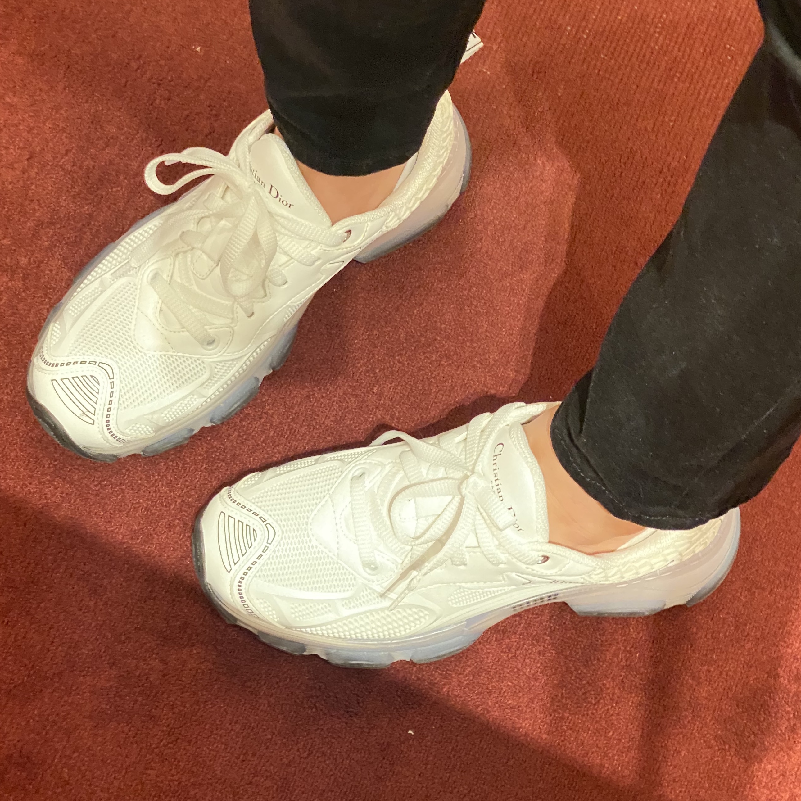 (W) Dior Vibe Sneakers Mesh Rubber Technical Fabric White 착용 스타일 - 1