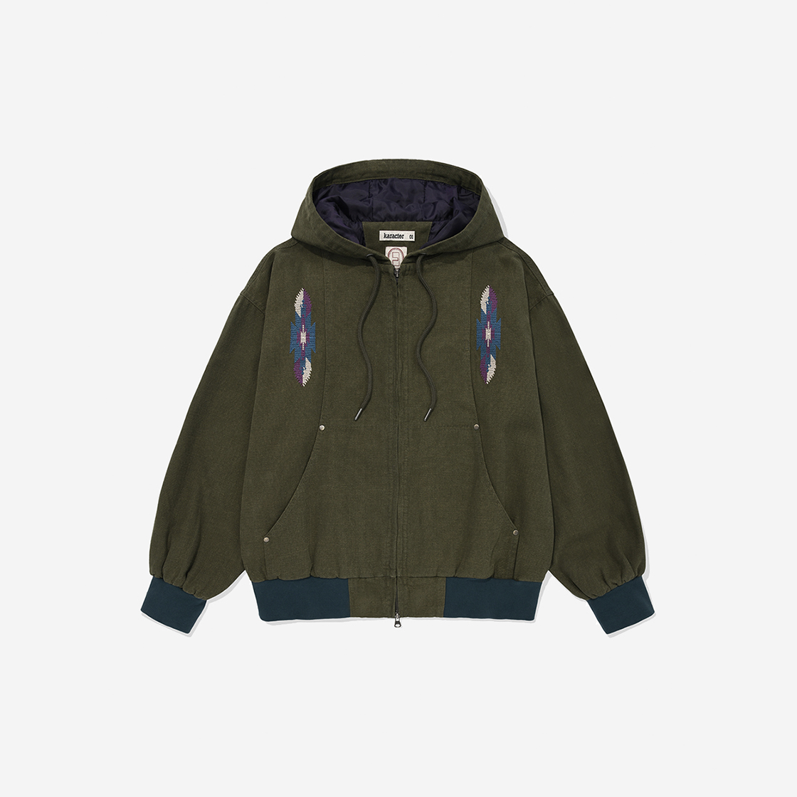 카락터 오르테가 워크 후드 집업 카키