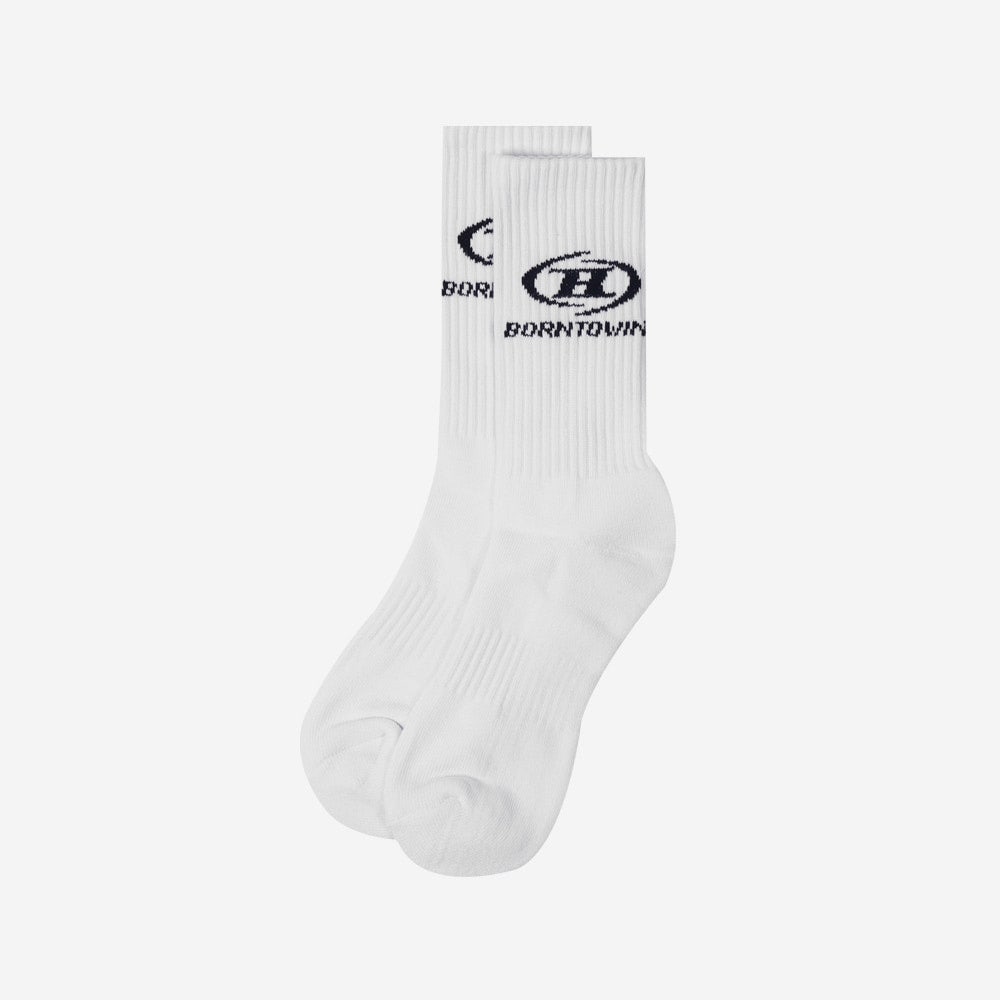 BE5USO418WH BORN TO WIN Symbol B Logo Socks White - #2