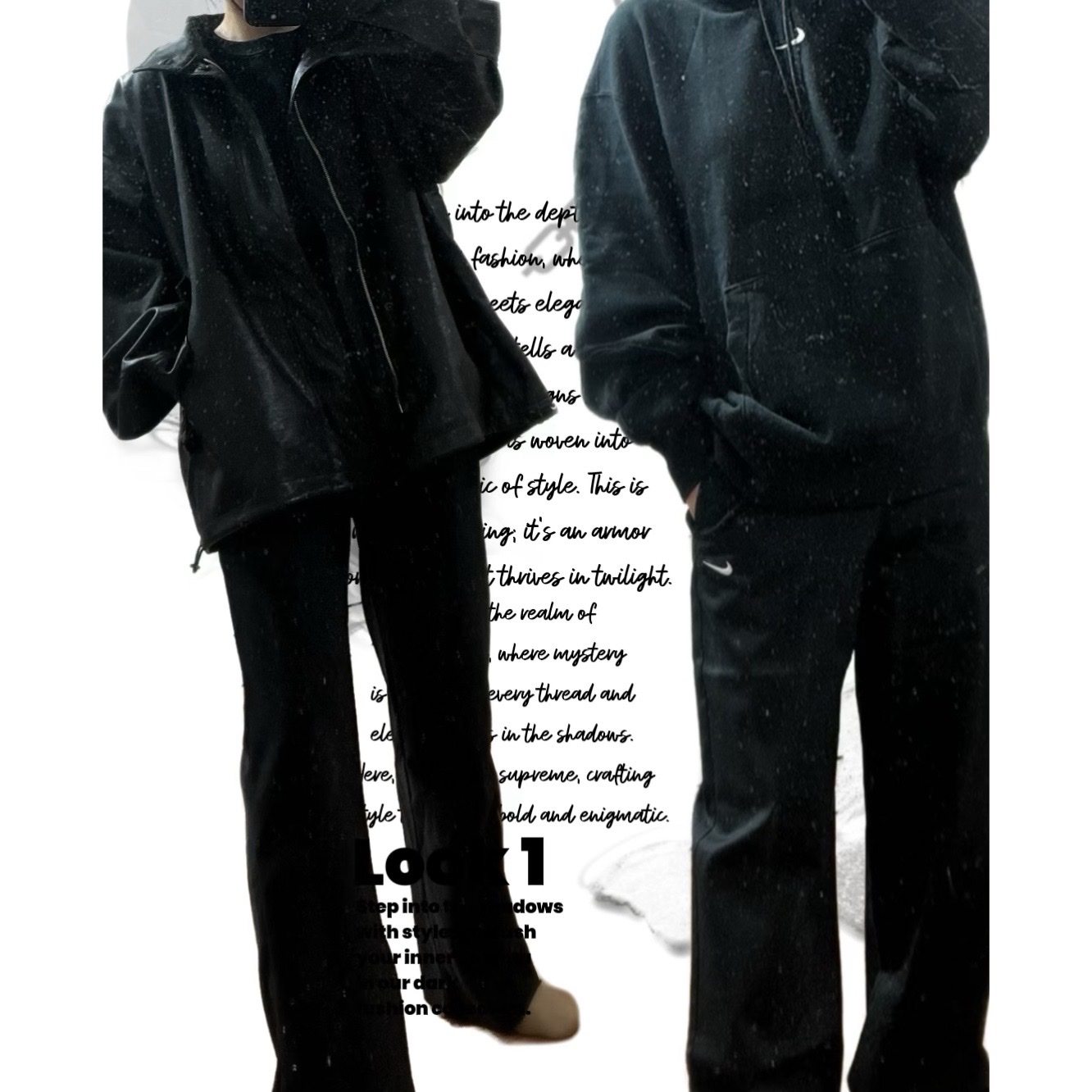 Nike x Sacai NRG Pullover Hoodie Black - Asia, Nike El Chino Pants Black White - Asia 착용 스타일 - 2