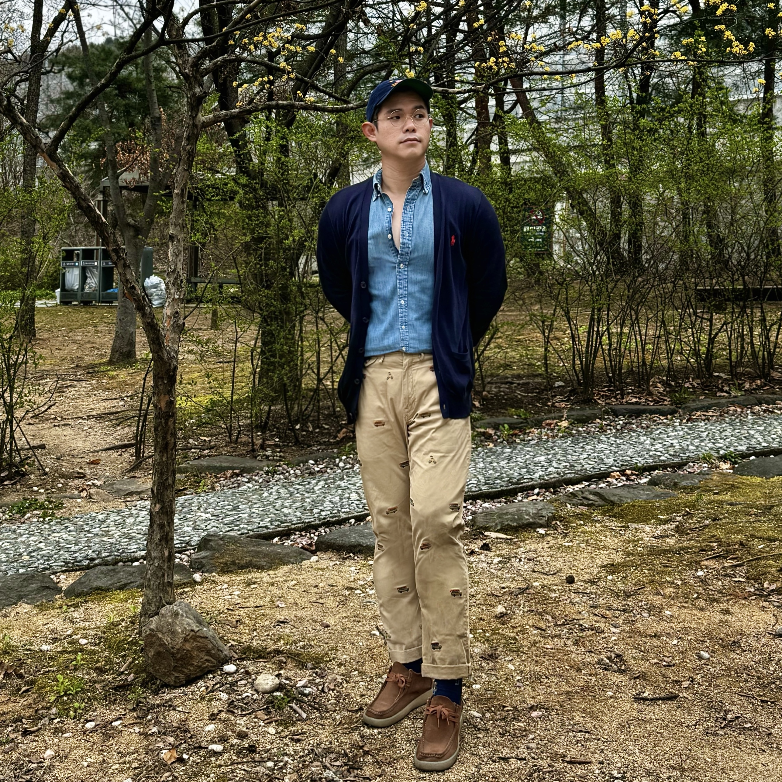 Polo Ralph Lauren Custom Fit Chambray Shirt Light Pastel Blue 착용 스타일 - 2