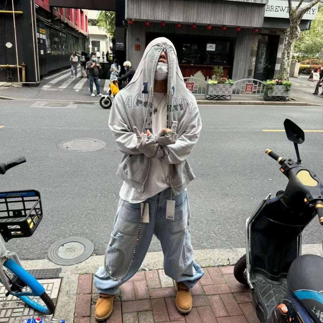 Project G/R Zygon Zip Hoodie Melange Grey 착용 스타일