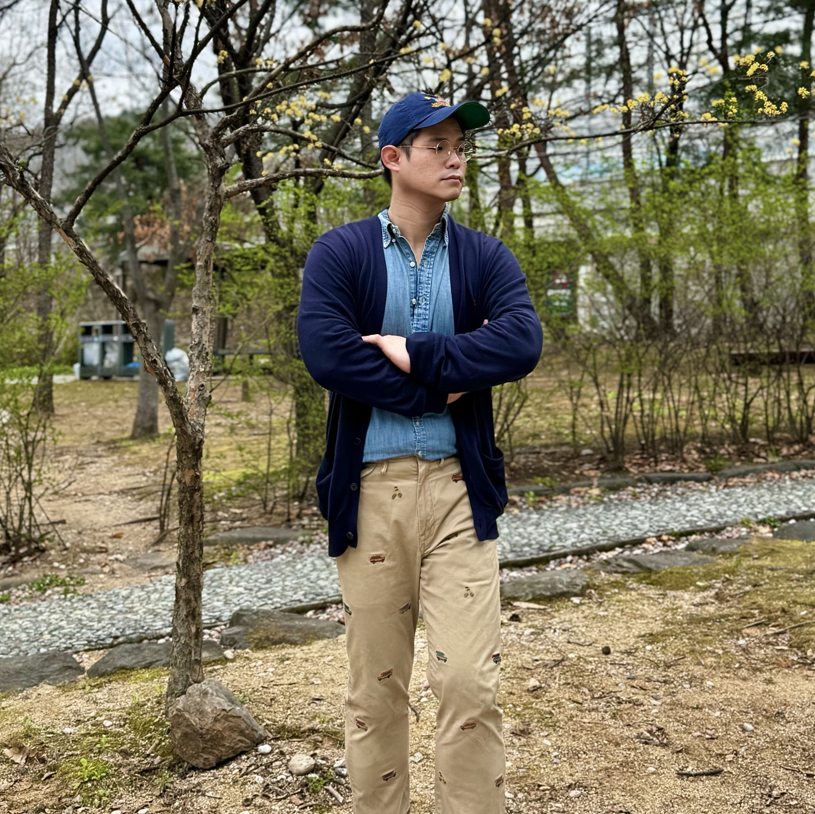 Polo Ralph Lauren Custom Fit Chambray Shirt Light Pastel Blue 착용 스타일 - 3