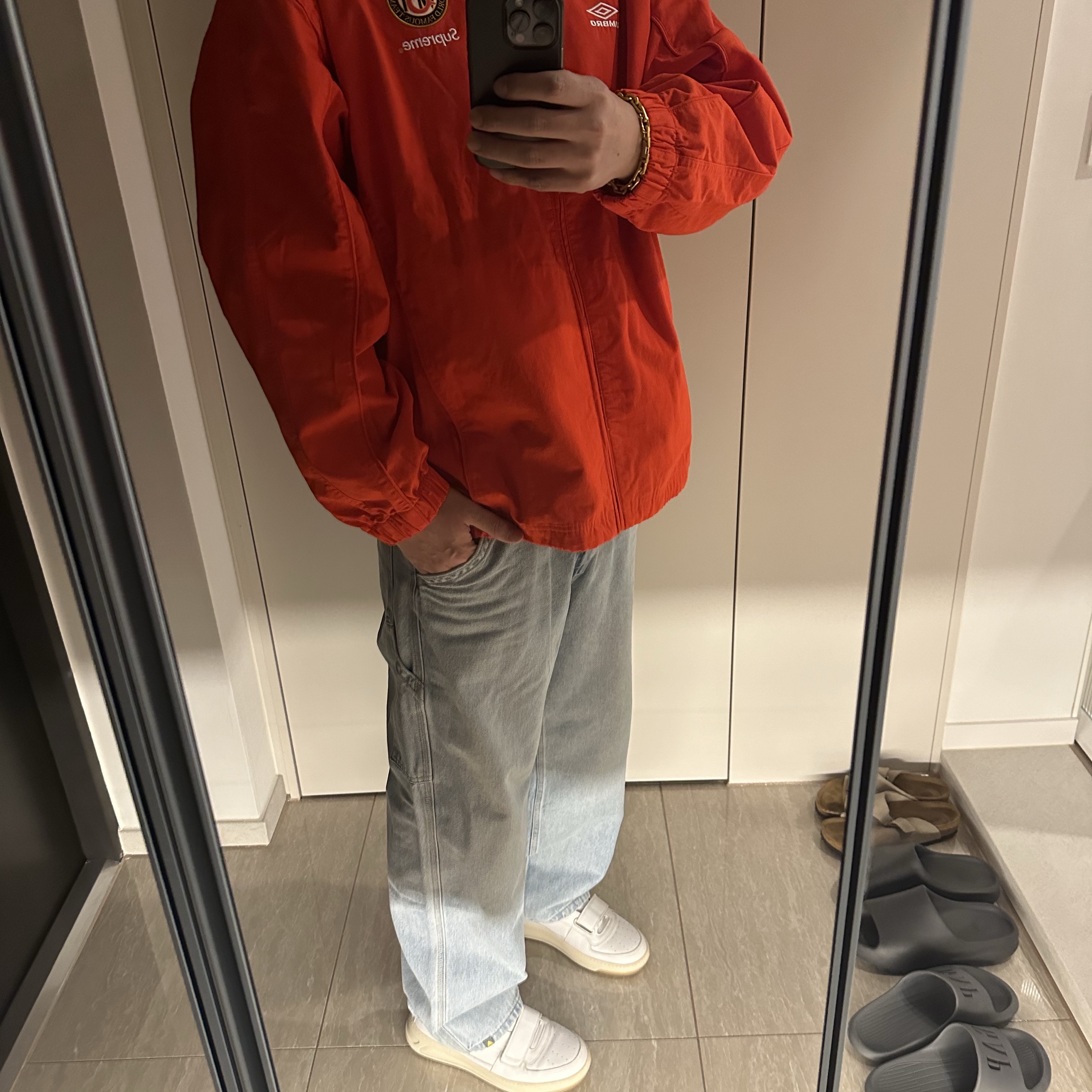 Supreme x Umbro Cotton Ripstop Track Jacket Red - 23FW 착용 스타일 - 2