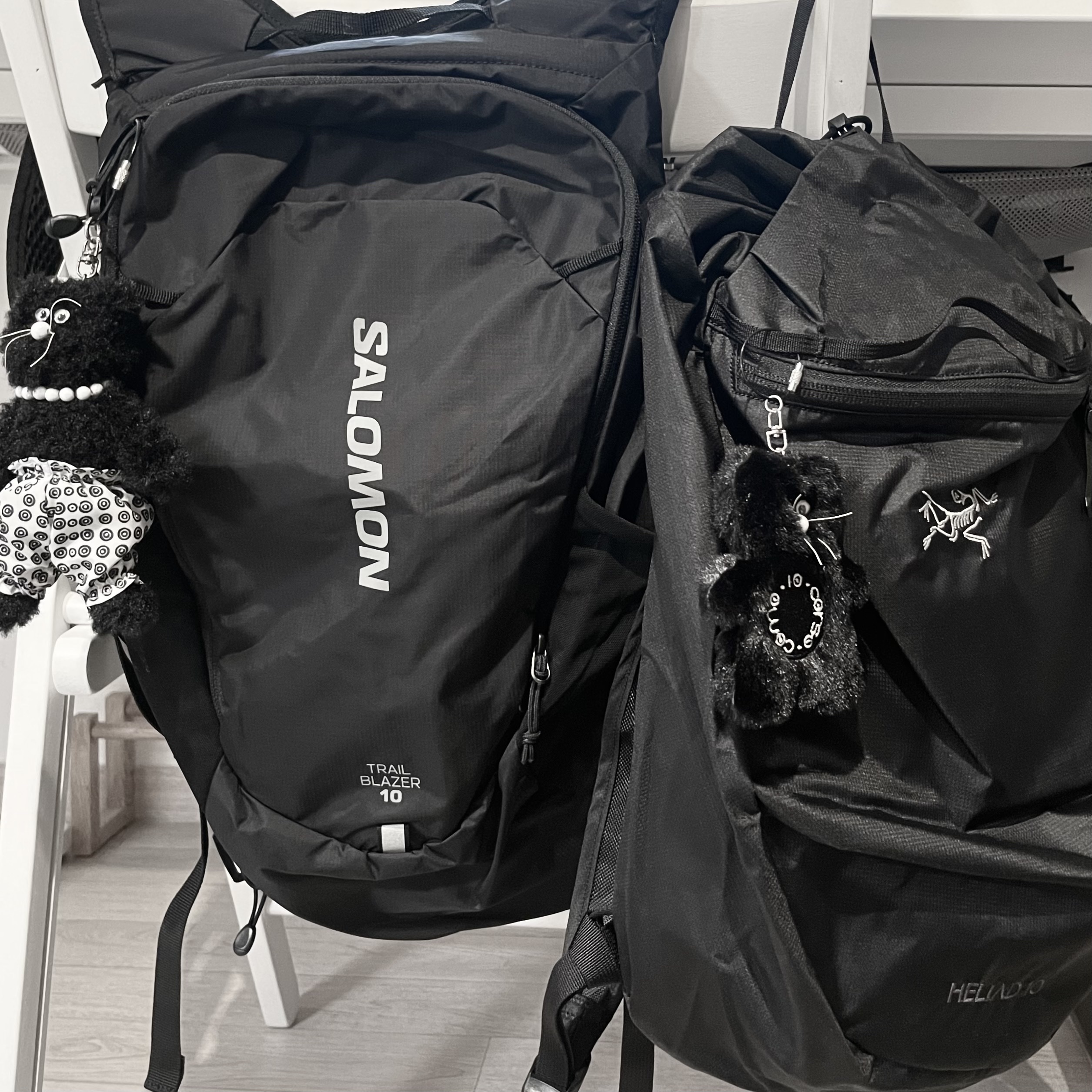 Arc'teryx Heliad 10 Backpack Black, Monamhee x 10 Corso Como Bianco Keyring Black 착용 스타일