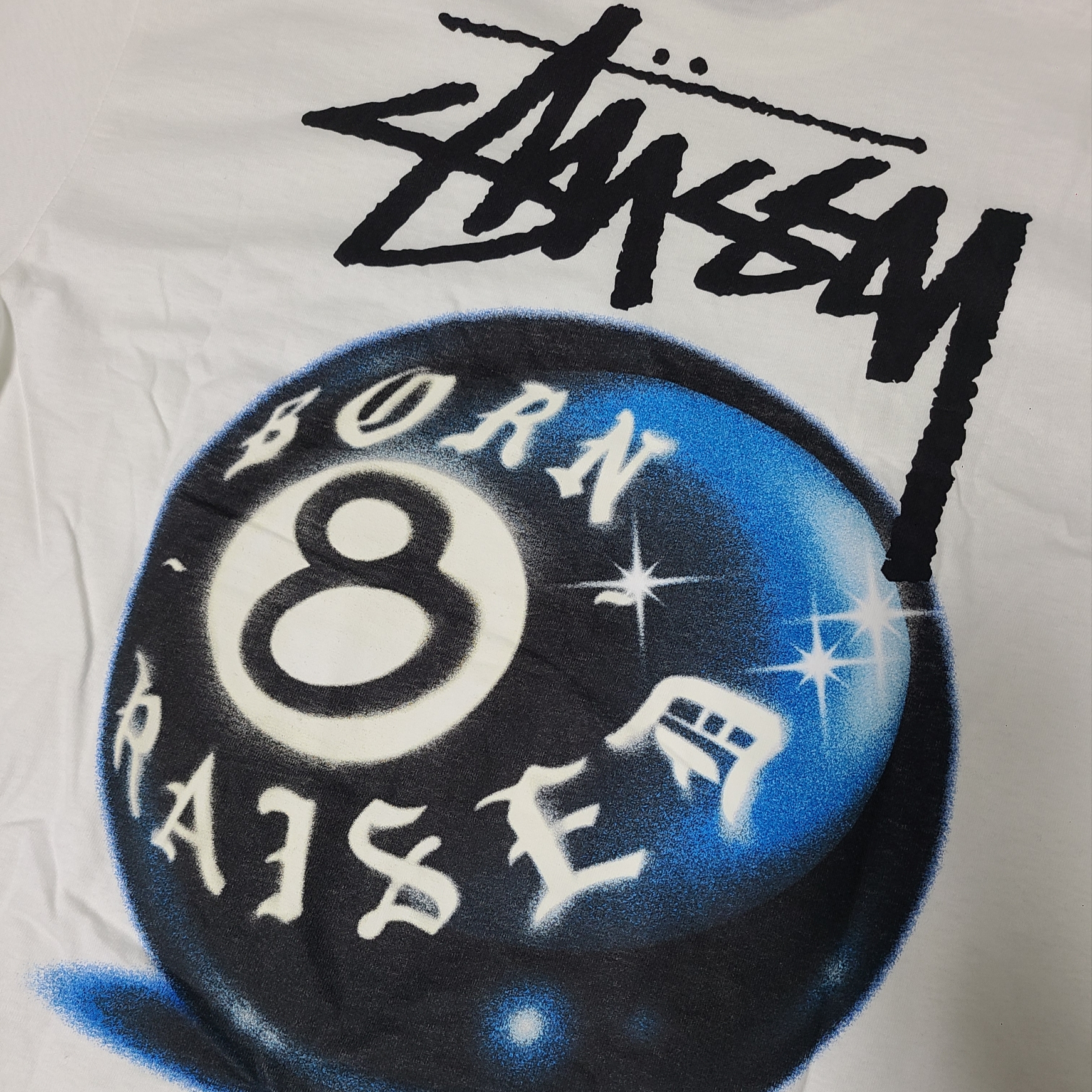 Stussy x Born X Raised 8 Ball T-Shirt White 착용 스타일 - 5