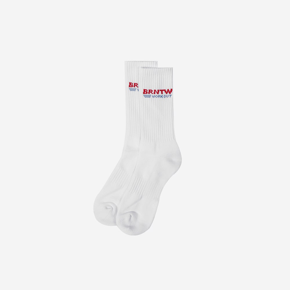 BE5USO416WH BORN TO WIN Workout Logo Socks White - #2