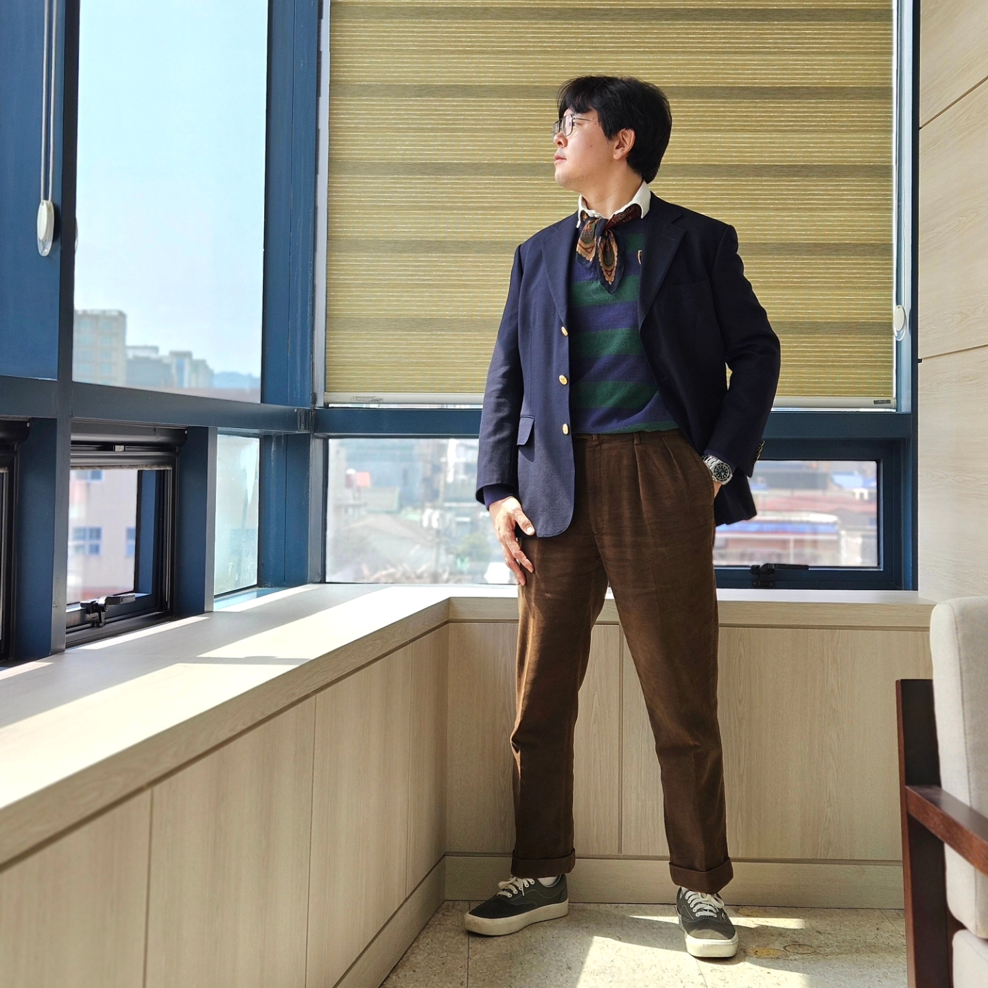 Vans ComfyCush Era Bistro Green, Polo Ralph Lauren Classic Fit Stripe Jersey Rugby Shirt Navy 착용 스타일 - 1