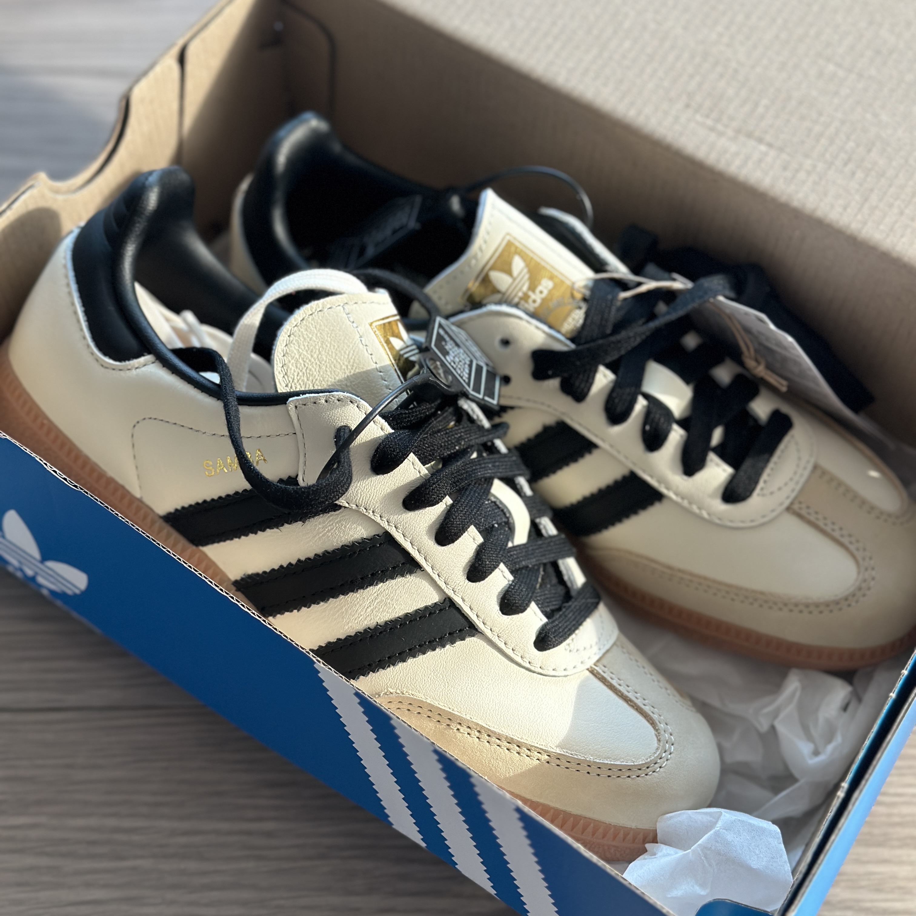(W) Adidas Samba OG Cream White Core Black 착용 스타일