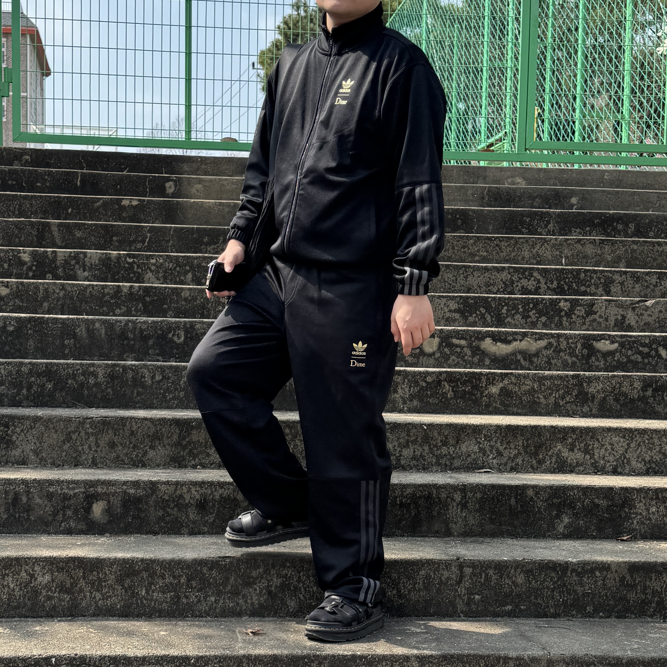 Adidas x Dime Superfire Track Jacket Black - US Sizing, Adidas x Dime Superfire Track Pants Black - US Sizing 착용 스타일 - 2