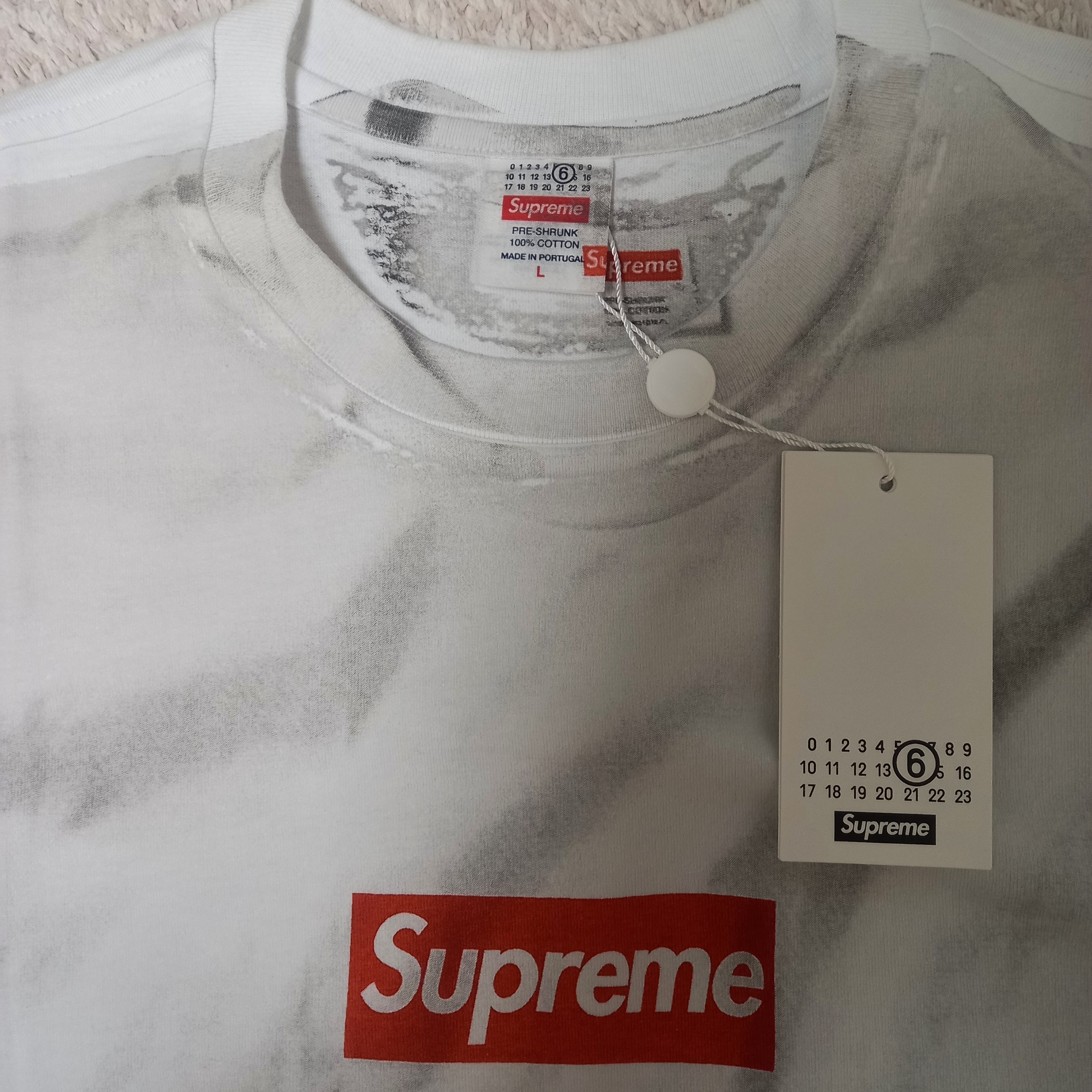 Supreme x MM6 Maison Margiela Box Logo T-Shirt White - 24SS 착용 스타일 - 4
