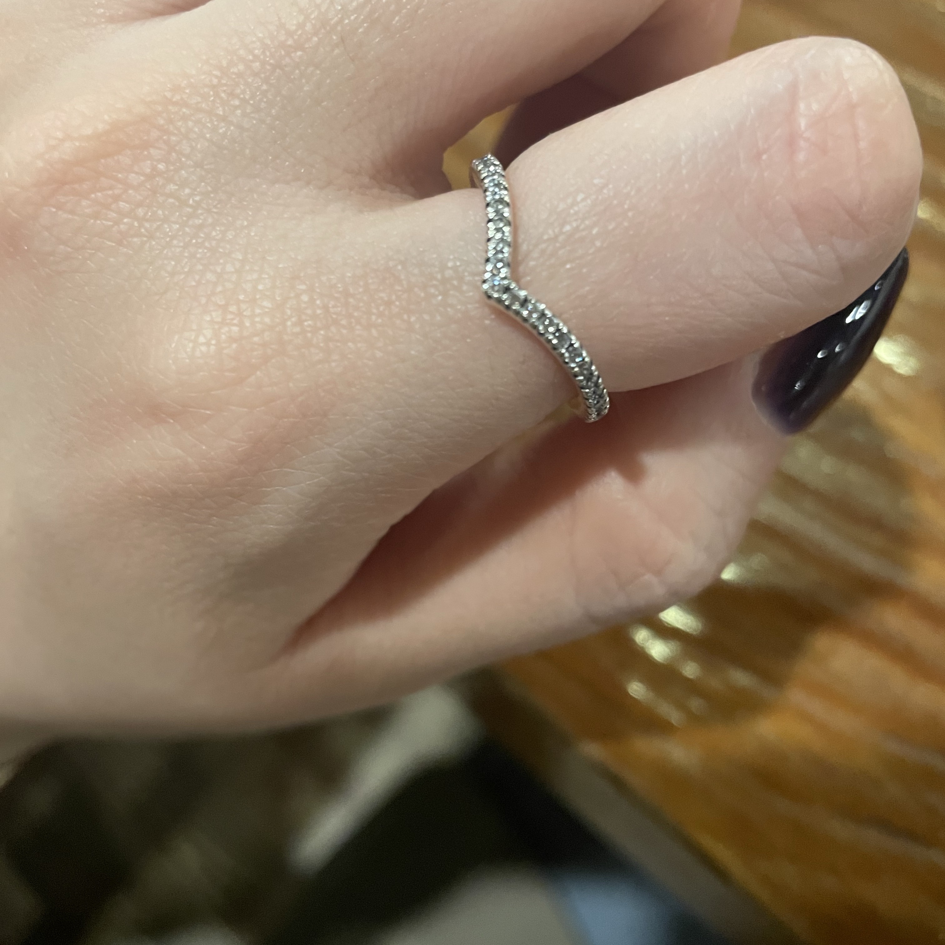 (W) Pandora Sparkling Wishbone Ring Sterling Silver Clear 착용 스타일