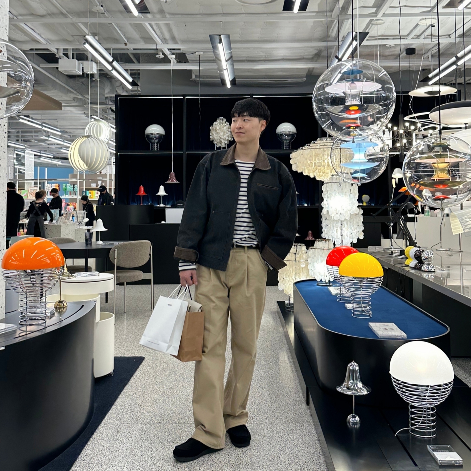 GU Real Leather Moccasin Shoes Black, Saint James Minquiers Modern Striped Sailor Long Sleeve T-Shirt Neige Noir 착용 스타일 - 1