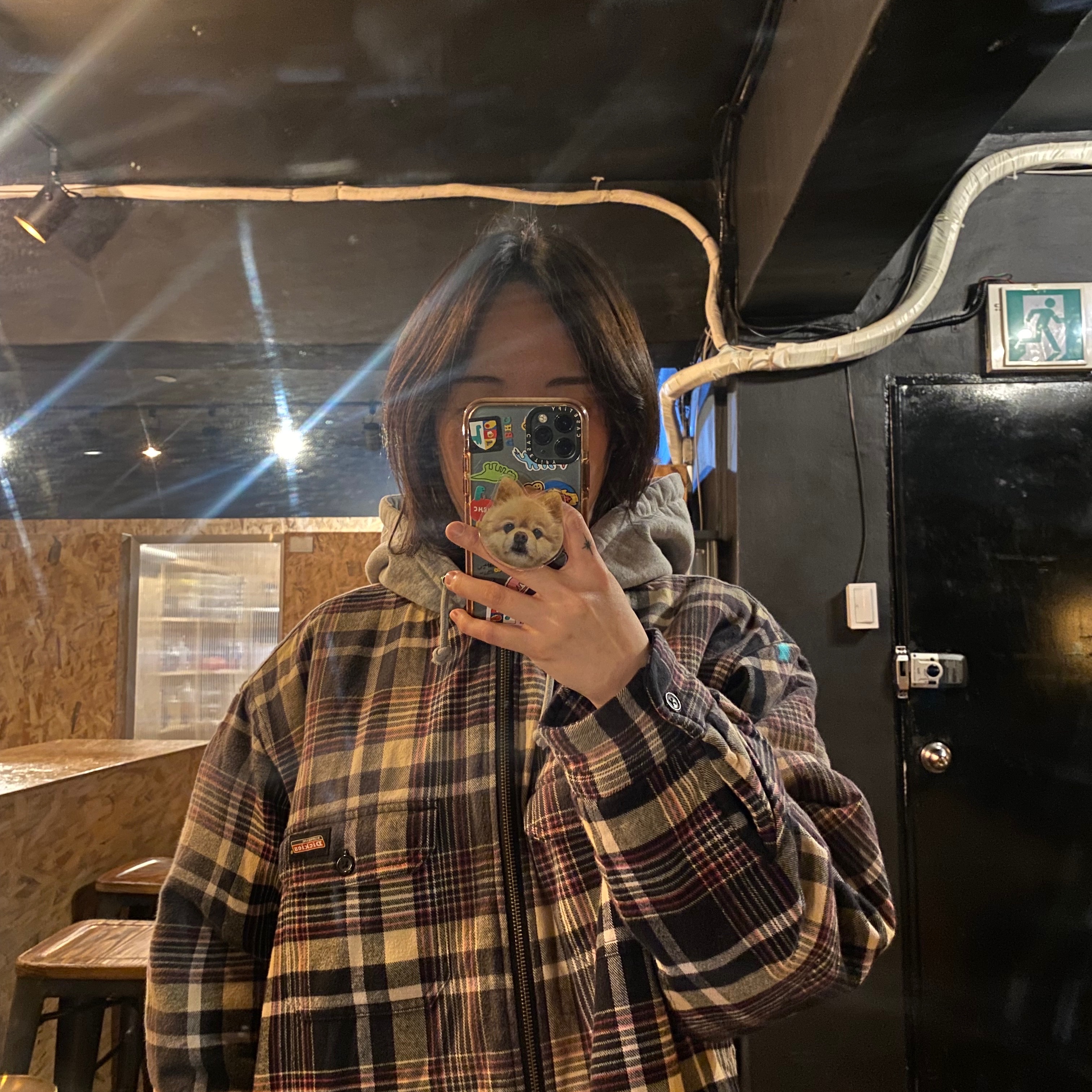 Supreme x Dickies Plaid Hooded Zip Up Shirt Black - 23FW 착용 스타일
