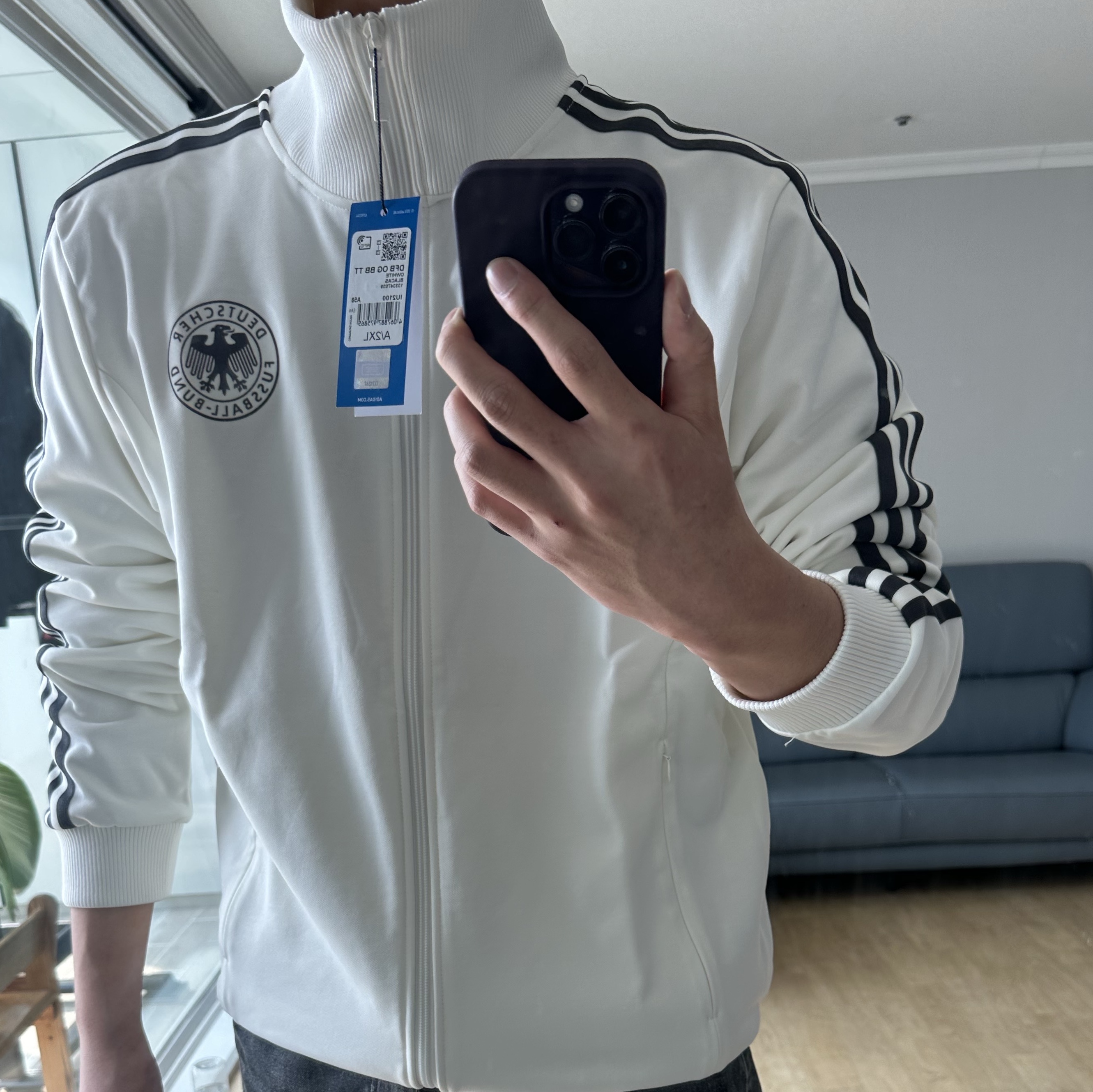 Adidas German Beckenbauer Track Top Off White - KR Sizing 착용 스타일 - 3