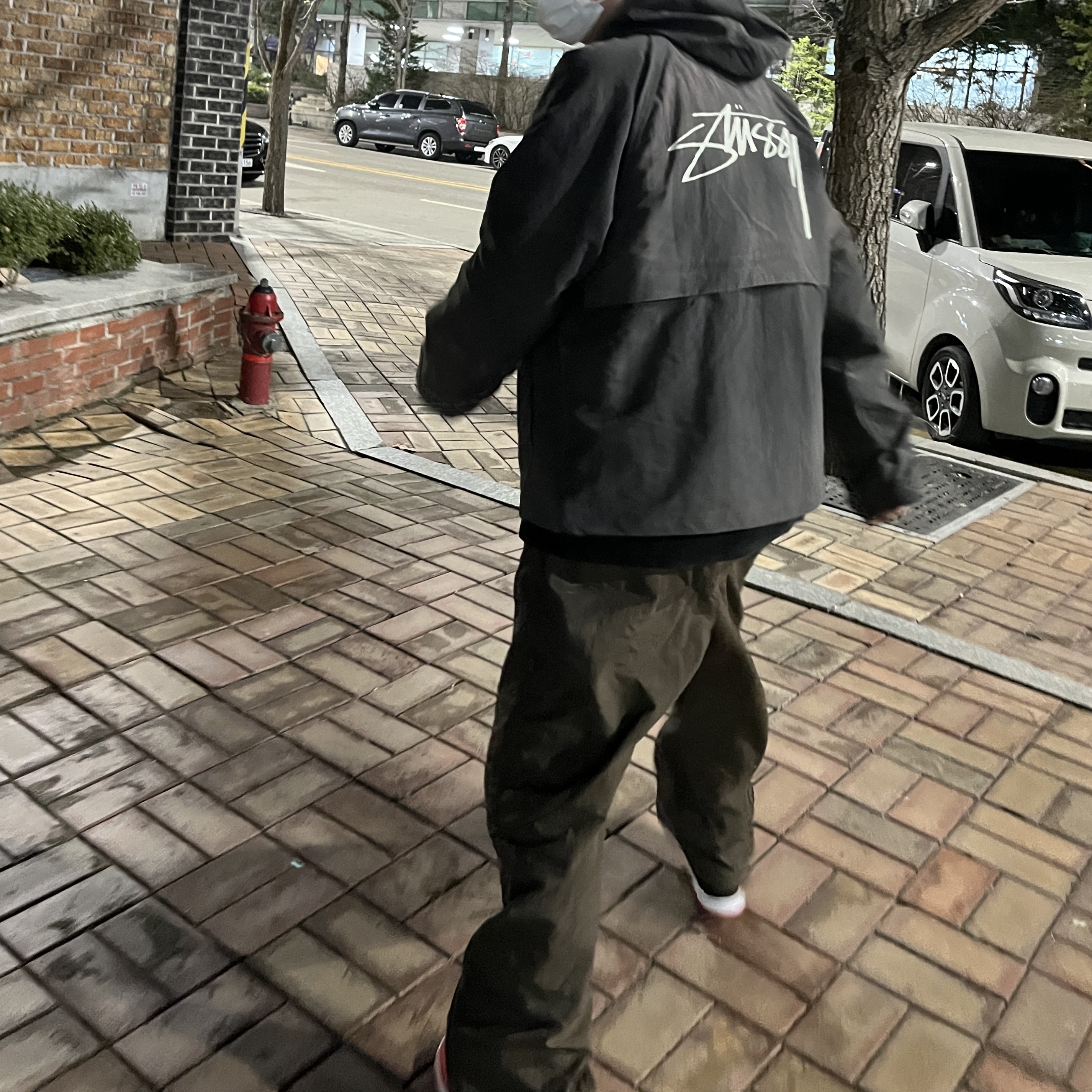 Stussy Wave Dye Beach Shell Jacket Black 착용 스타일